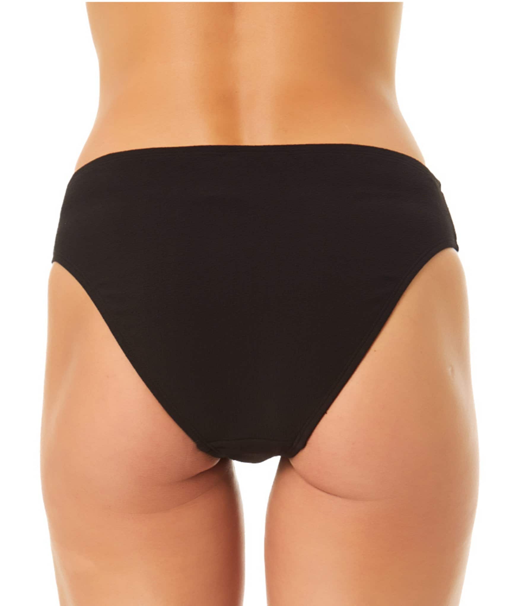 CeCe Solid Mid Rise Hipster Swim Bottom