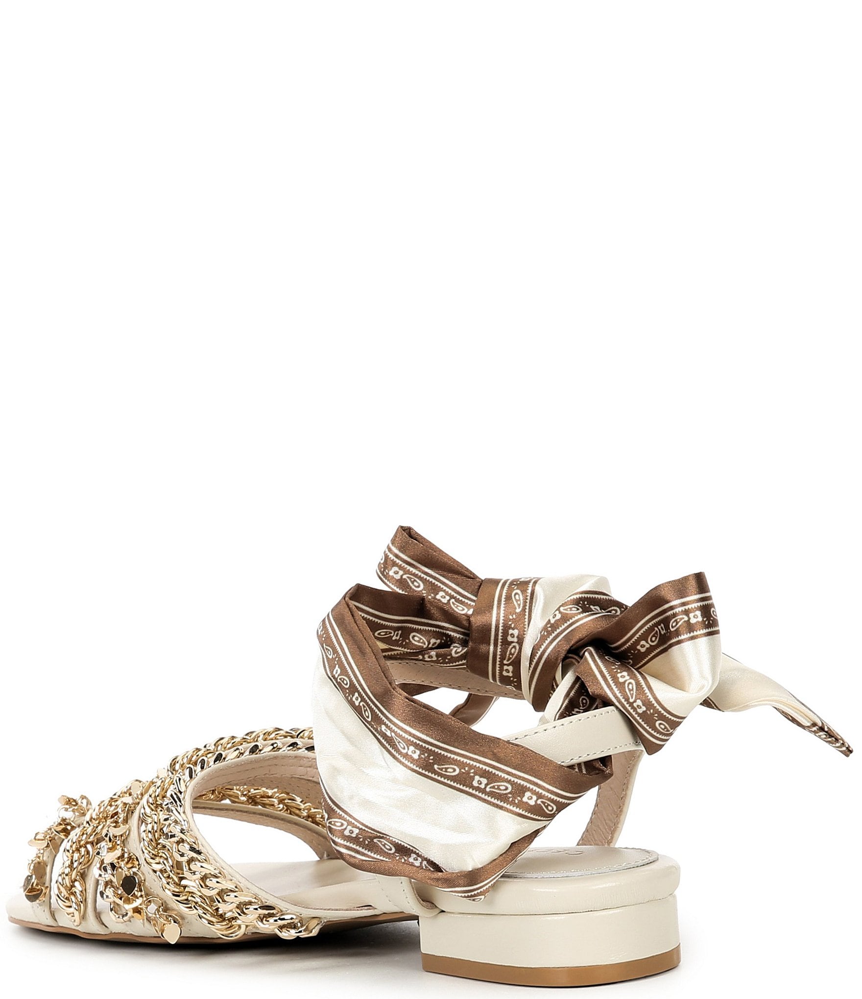 Cecelia New York Ember Leather Strappy Chain Link Hardware Ankle Strap Sandals