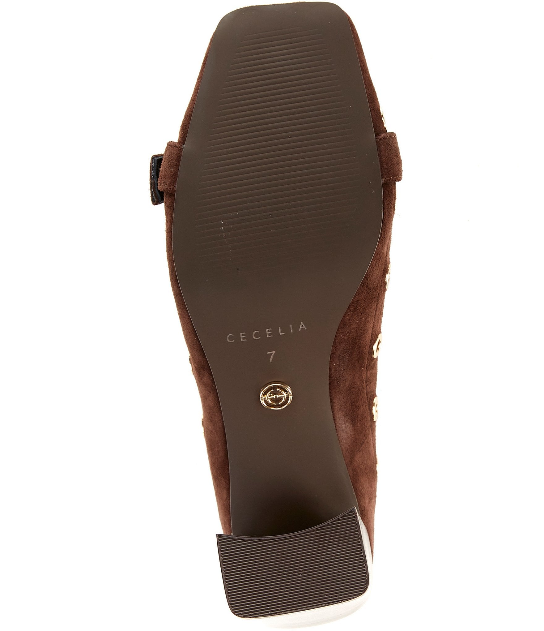 Cecelia New York Gina Studded Suede Kiltie Buckle Hardware Block Heel Pumps