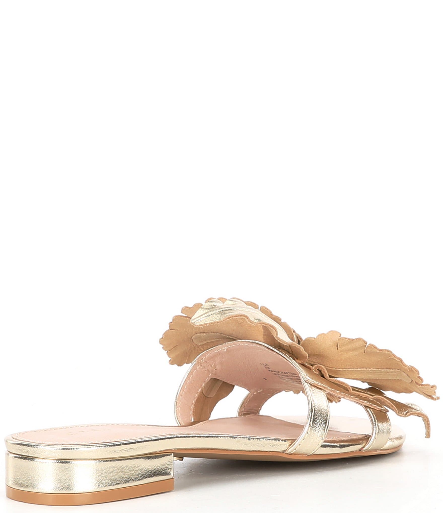 Cecelia New York Lila Metallic Leather Flower Ornament Slide Sandals