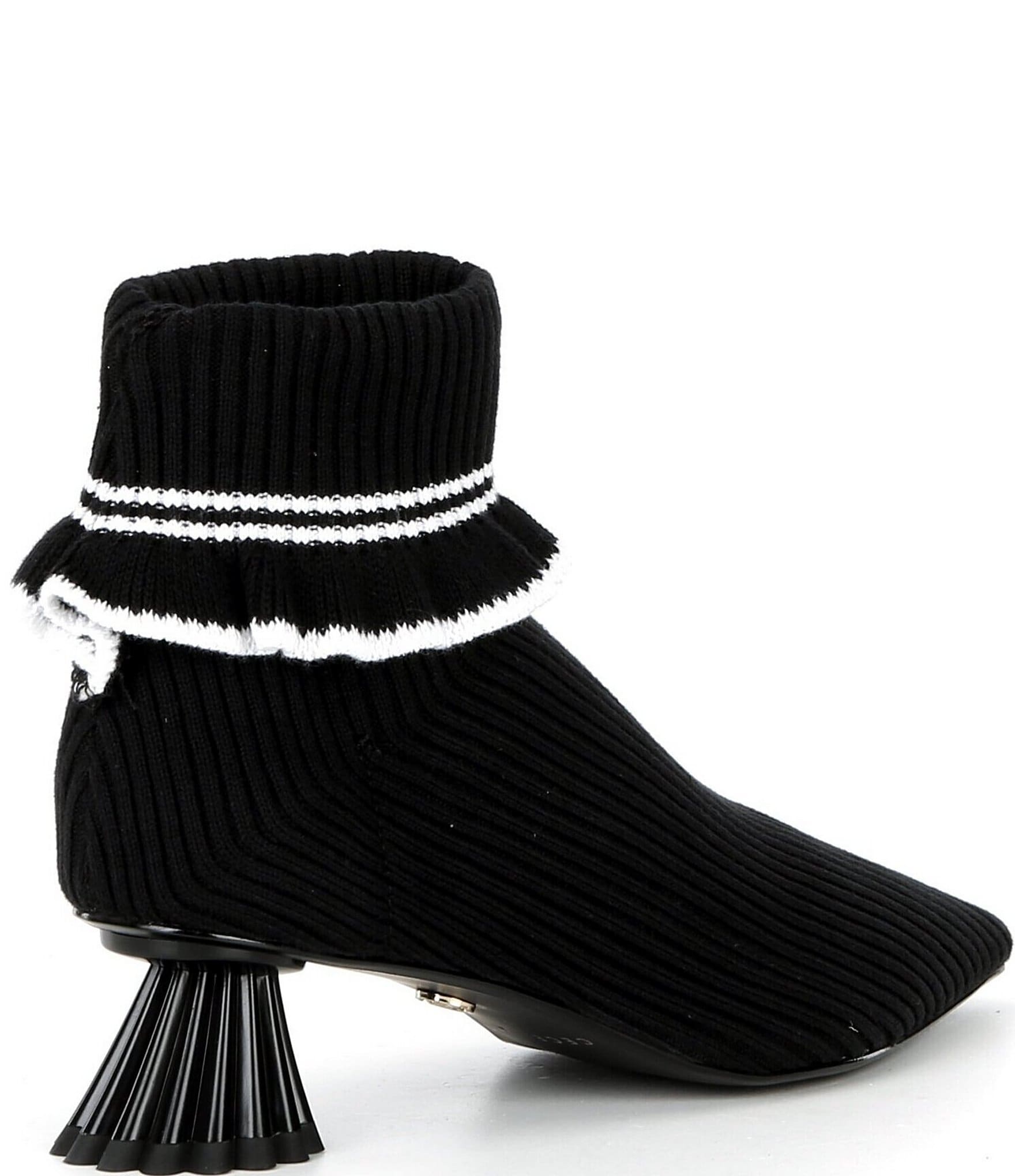 Cecelia New York Mandy Ribbed Knit Ruffle Trim Booties