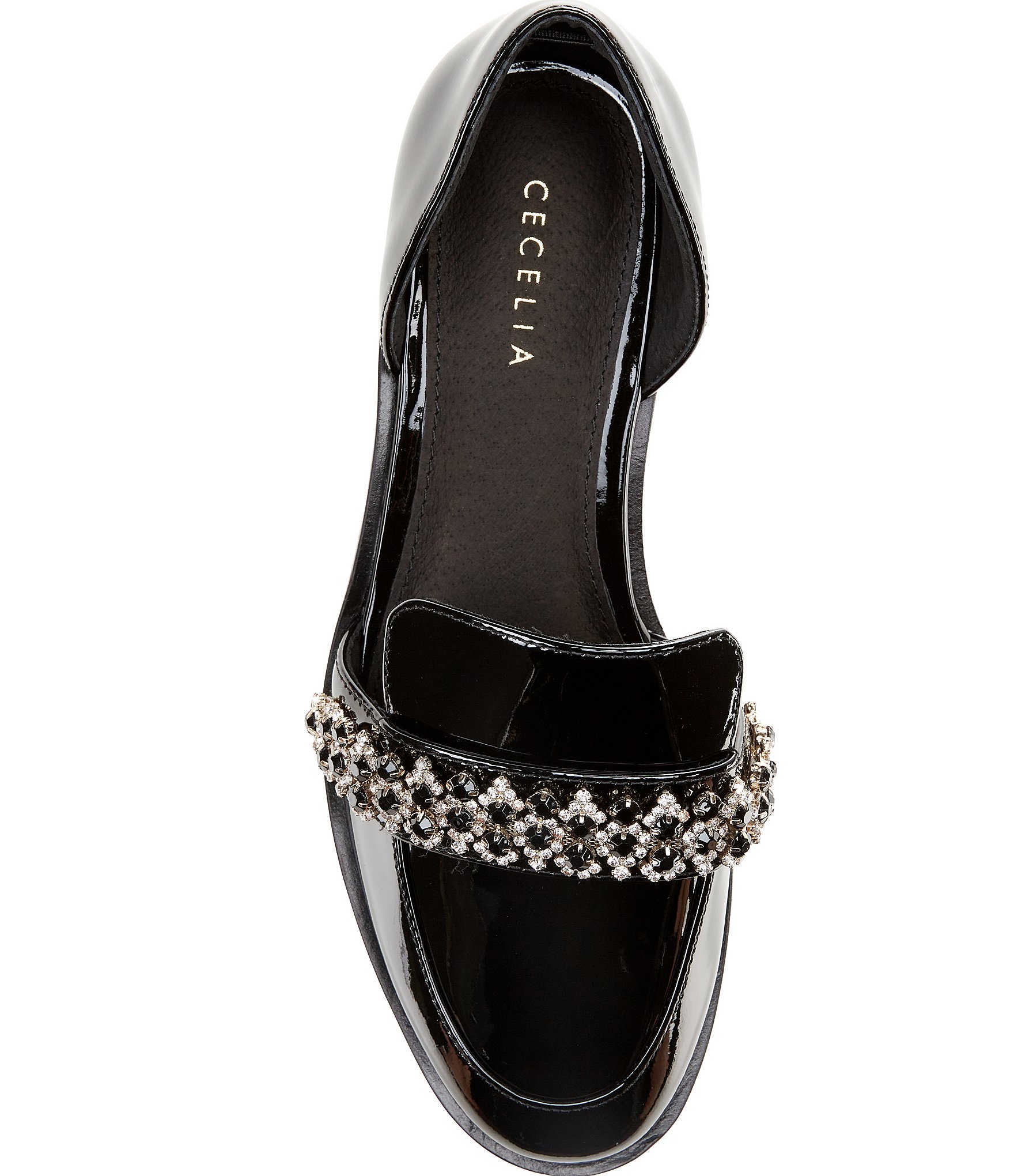 Cecelia New York Patent Crystal Embellished Ornament Loafers