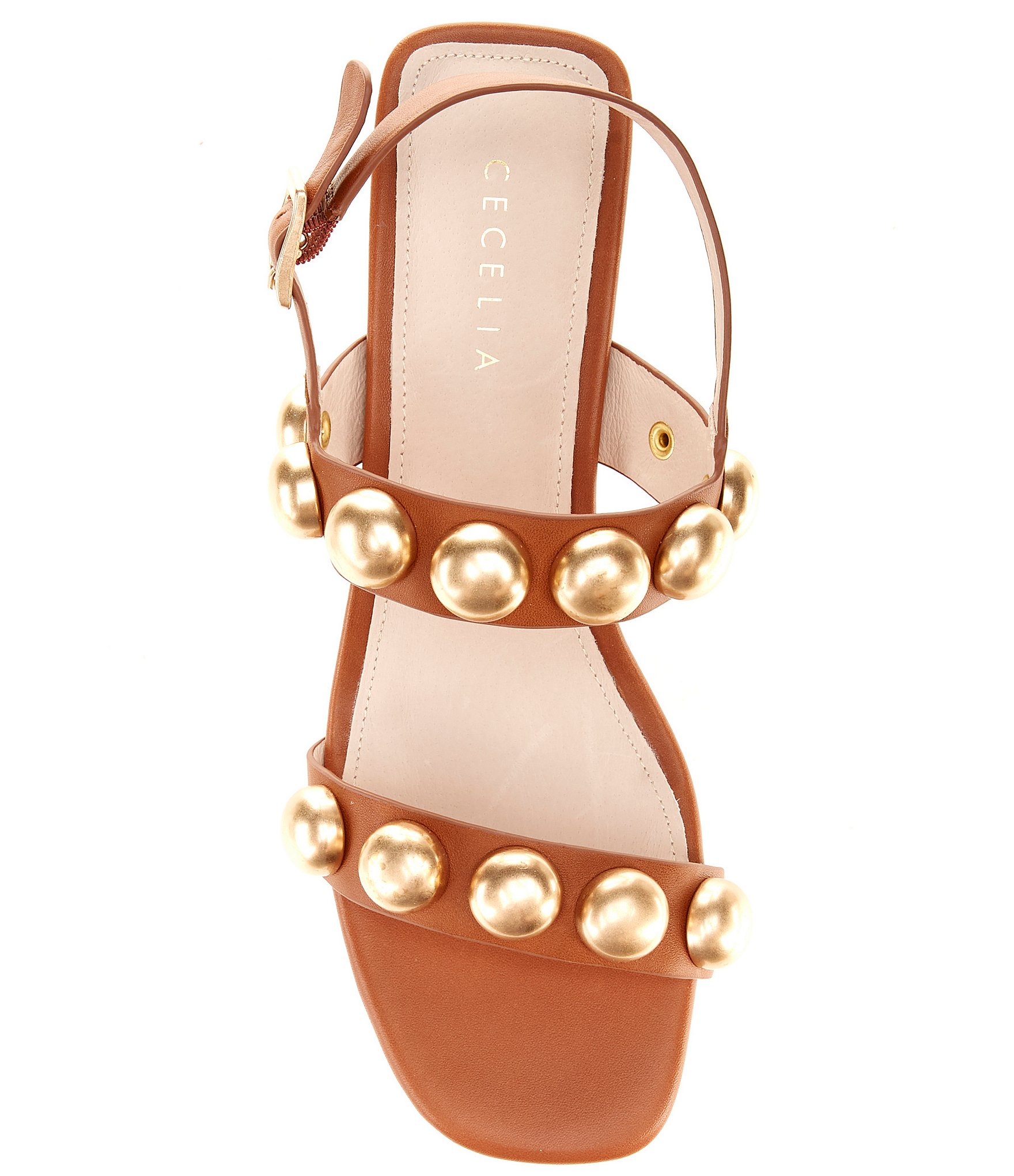 Cecelia New York Rally Leather Studded Block Heel Sandals