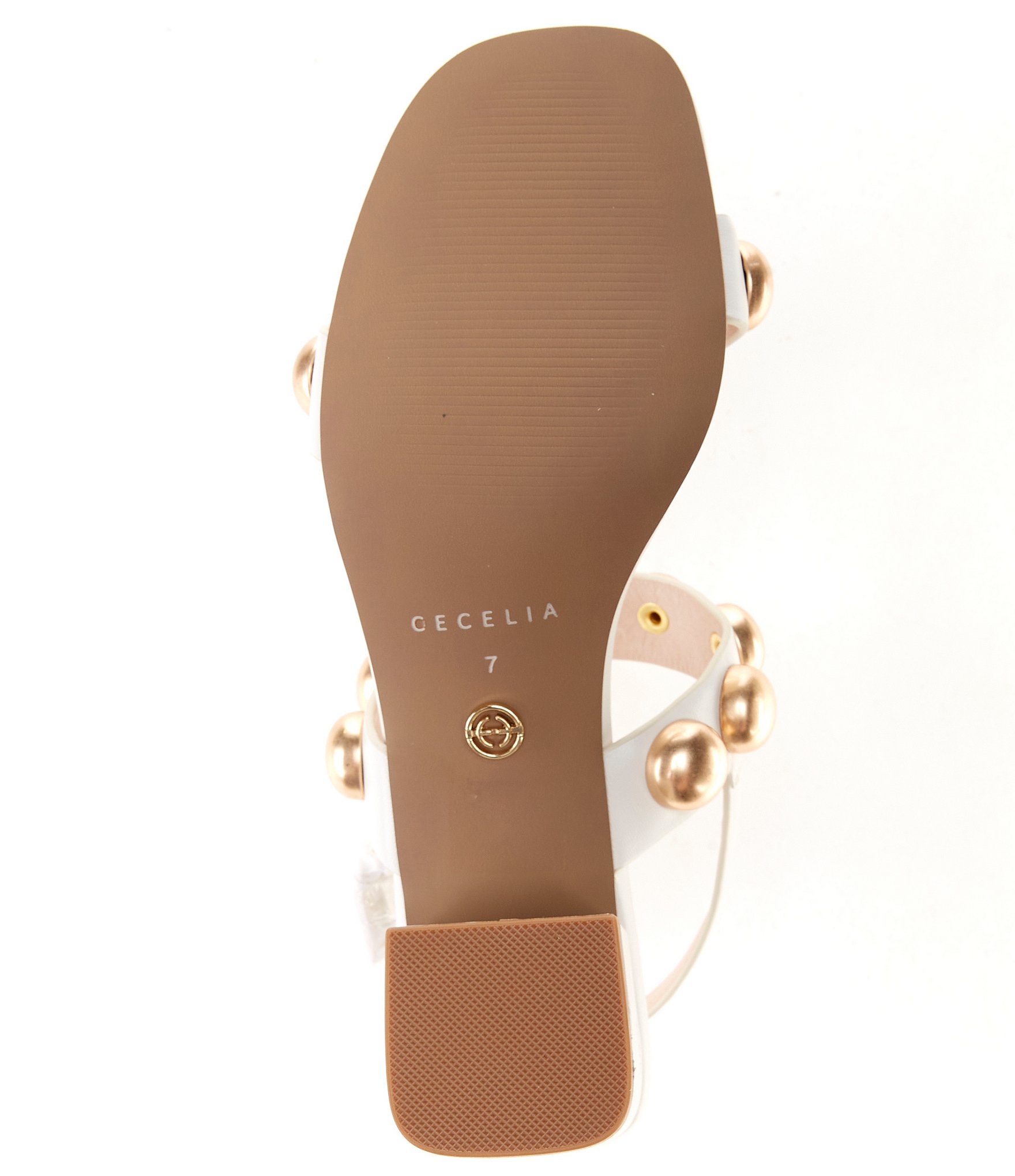 Cecelia New York Rally Leather Studded Block Heel Sandals