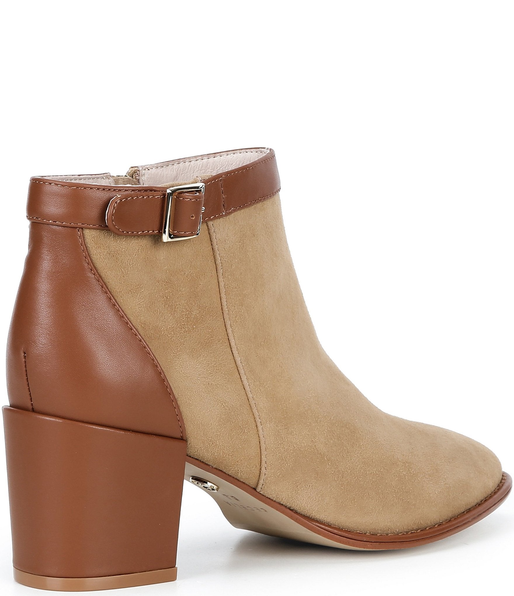 Cecelia New York Tulia Two Tone Suede And Leather Buckle Booties