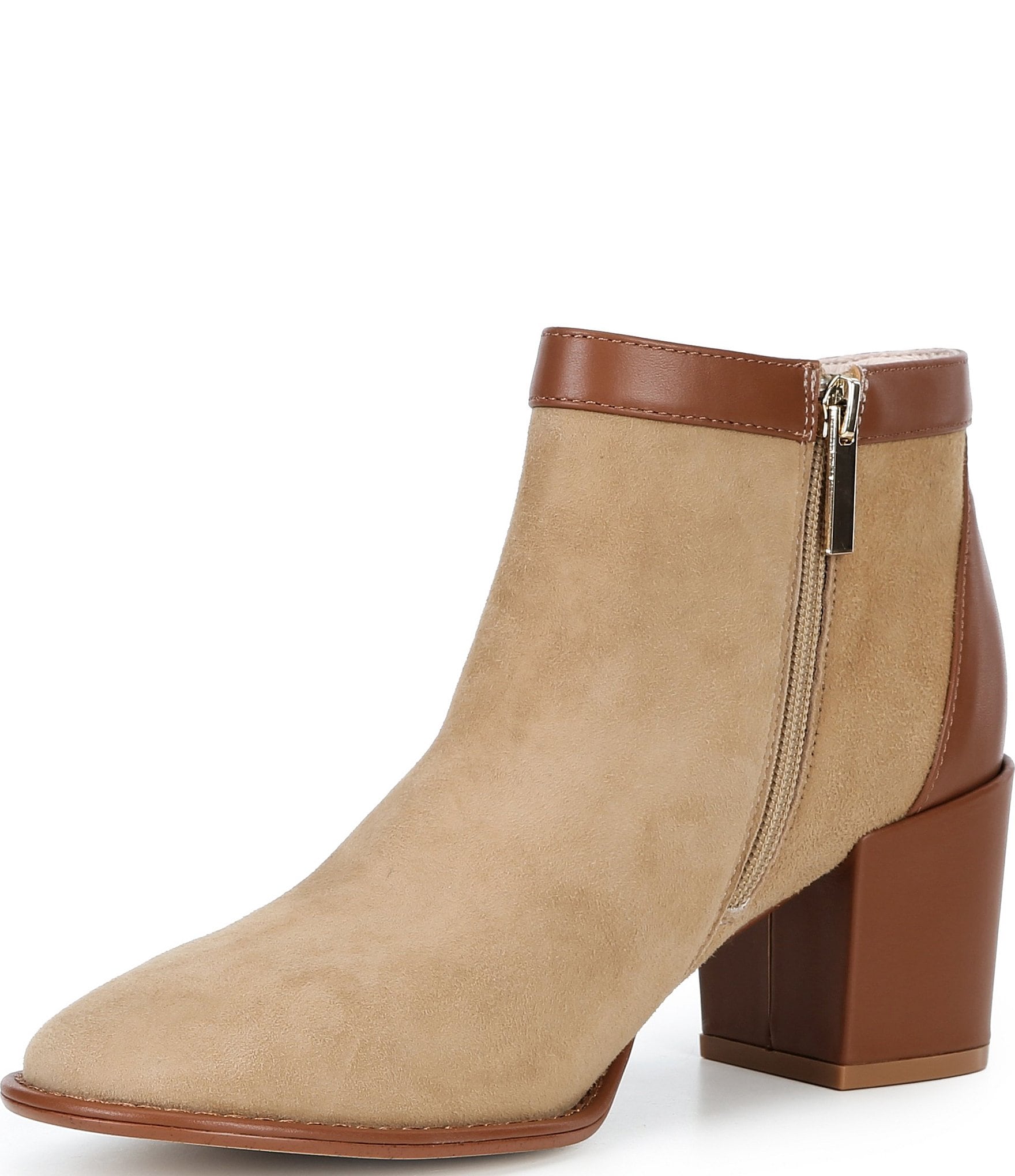 Cecelia New York Tulia Two Tone Suede And Leather Buckle Booties