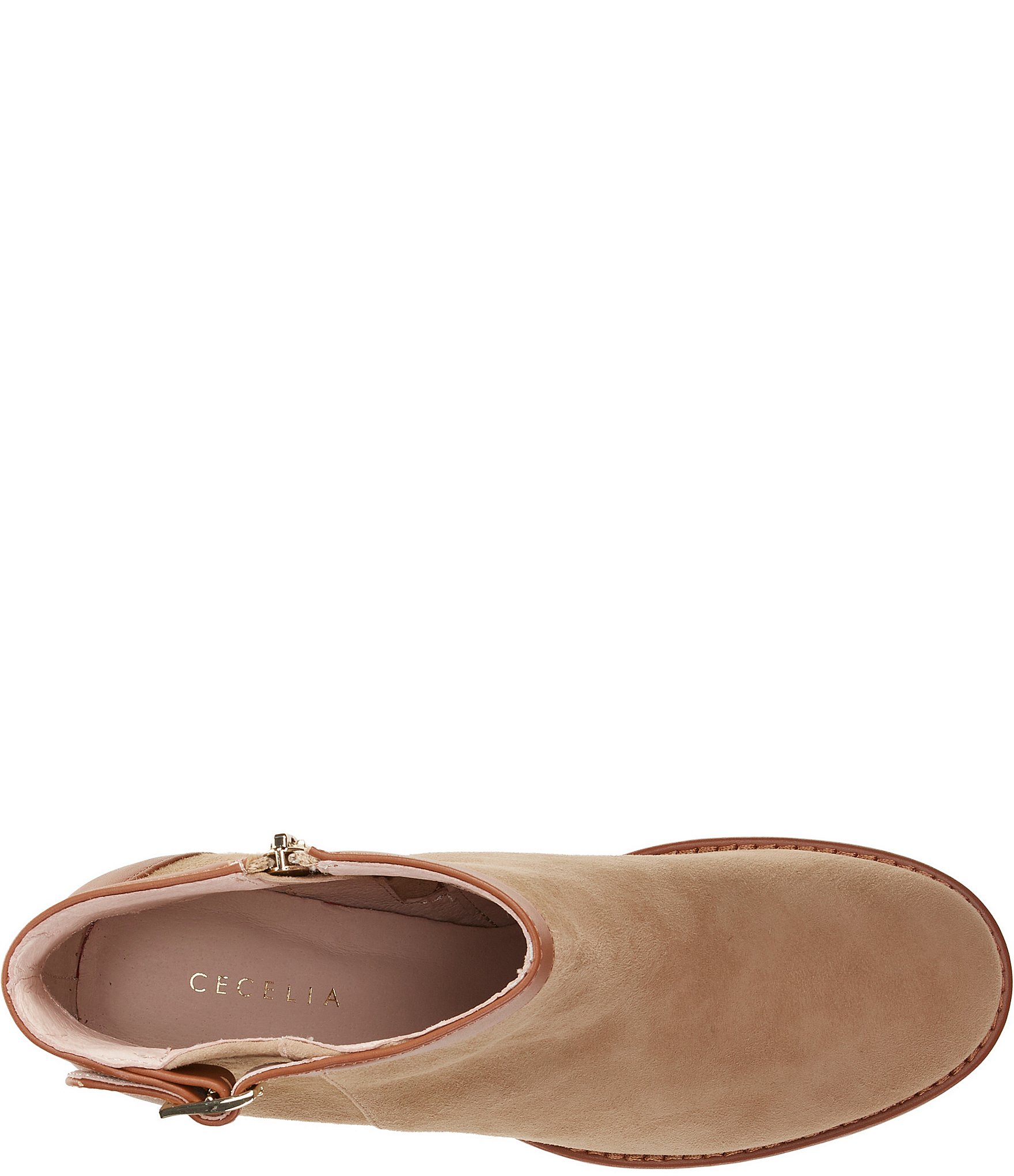 Cecelia New York Tulia Two Tone Suede And Leather Buckle Booties