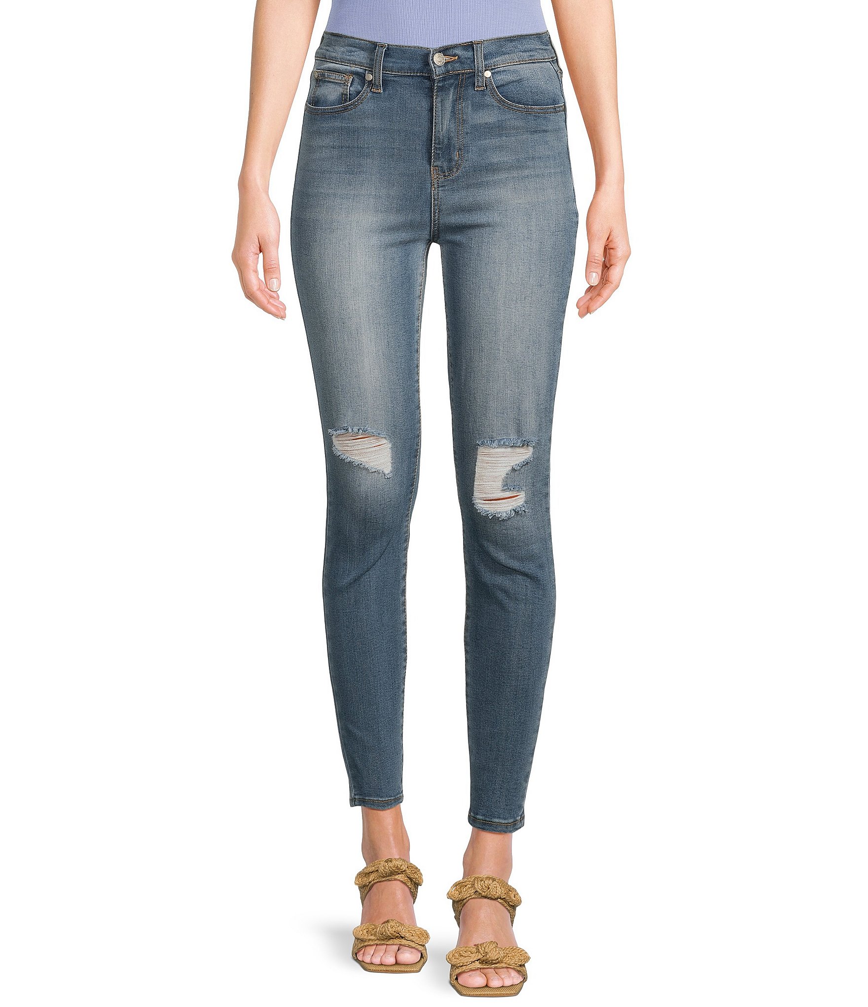 Celebrity Pink Destructed High Rise Repreve Sustainable Skinny Jeans ...