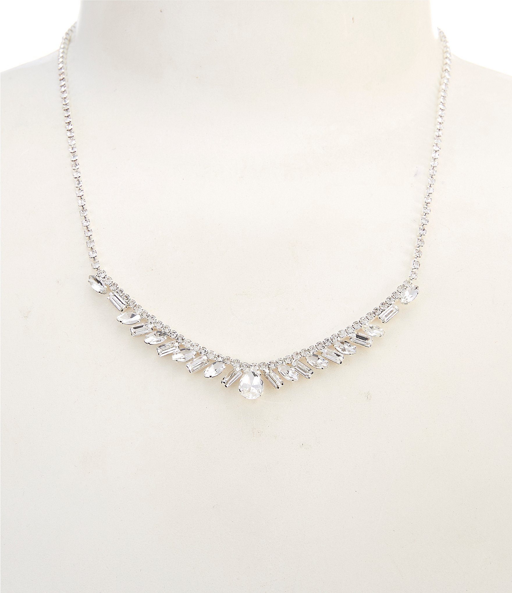 Cezanne Baguette Deco Trim Rhinestone Collar Necklace