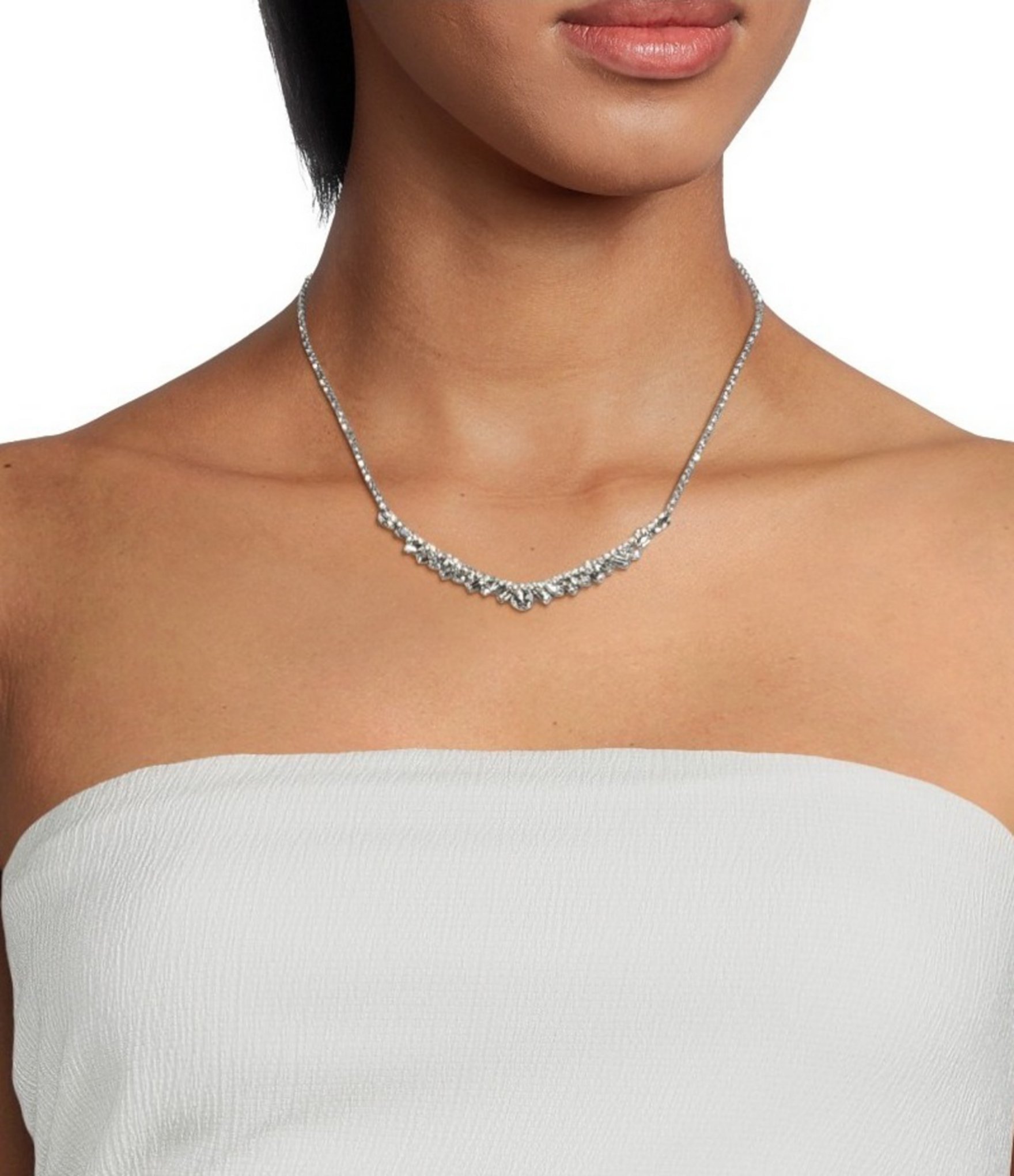 Cezanne Baguette Deco Trim Rhinestone Collar Necklace