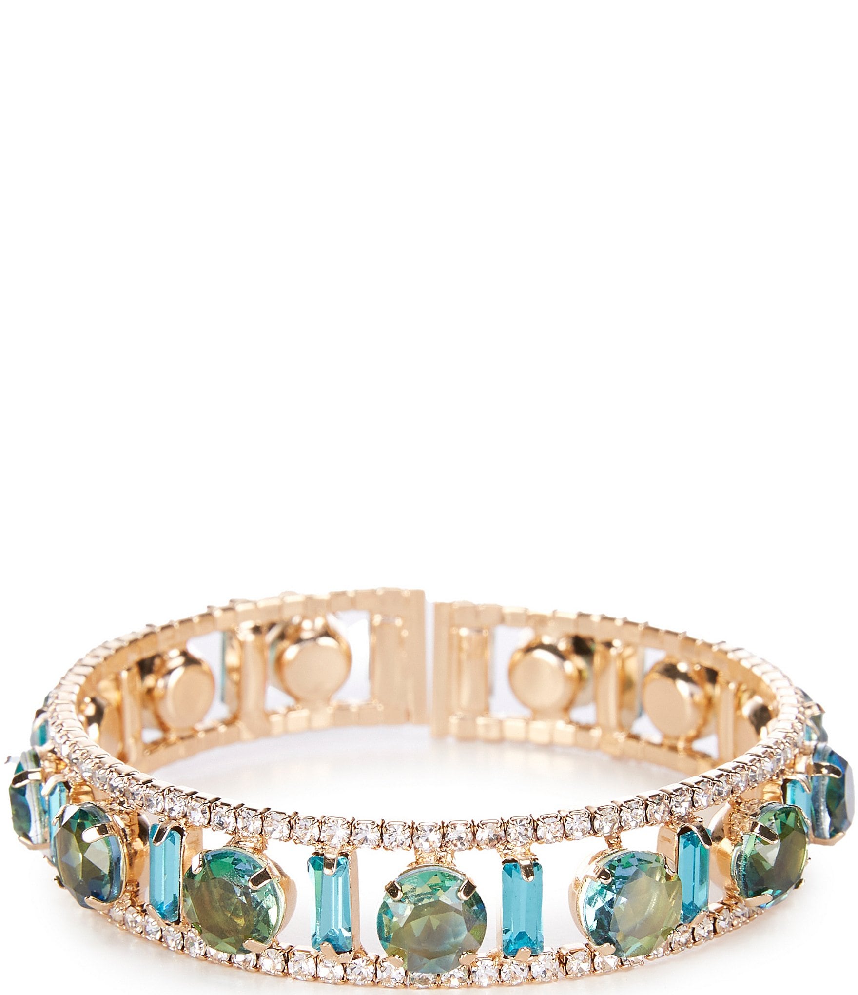 Cezanne Blue Rhinestone Baguette Cuff Bracelet