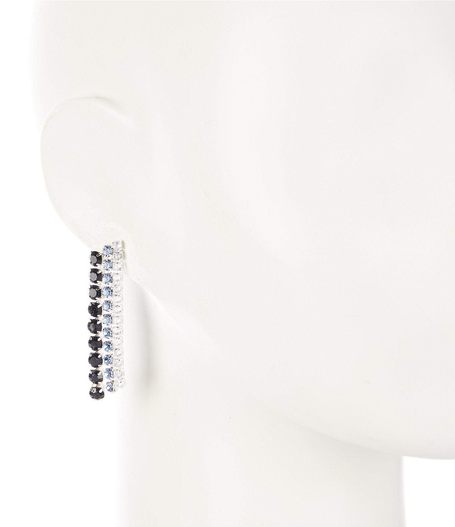 Cezanne Crystal CZ & Multi Blue Rhinestone Chain Drop Earrings