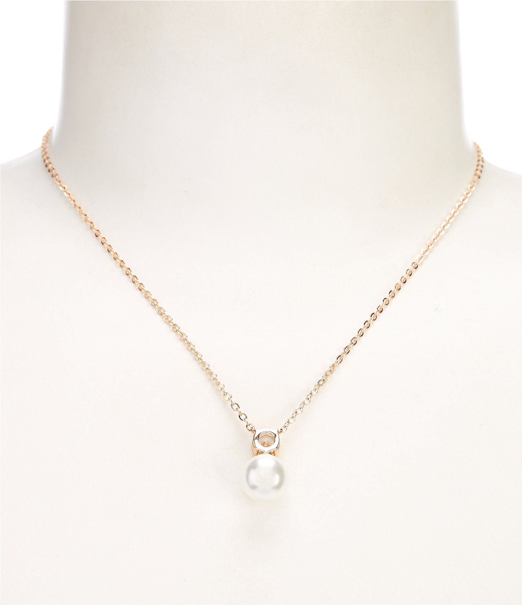 Cezanne Pearl Rhinestone Drop Short Pendant Necklace & Earring Set
