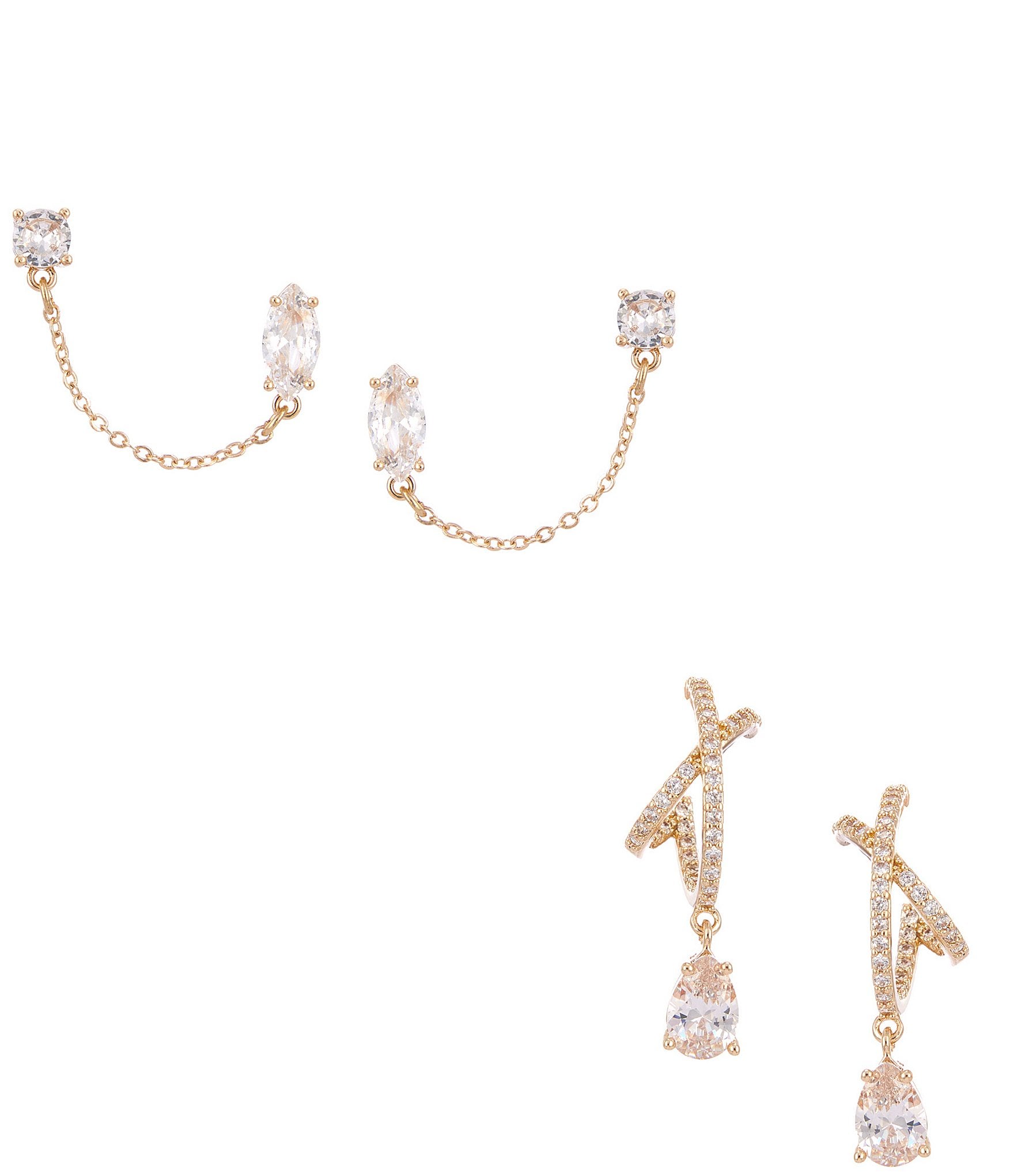Cezanne Crystal CZ Stone Stud & Hoop Earring Set