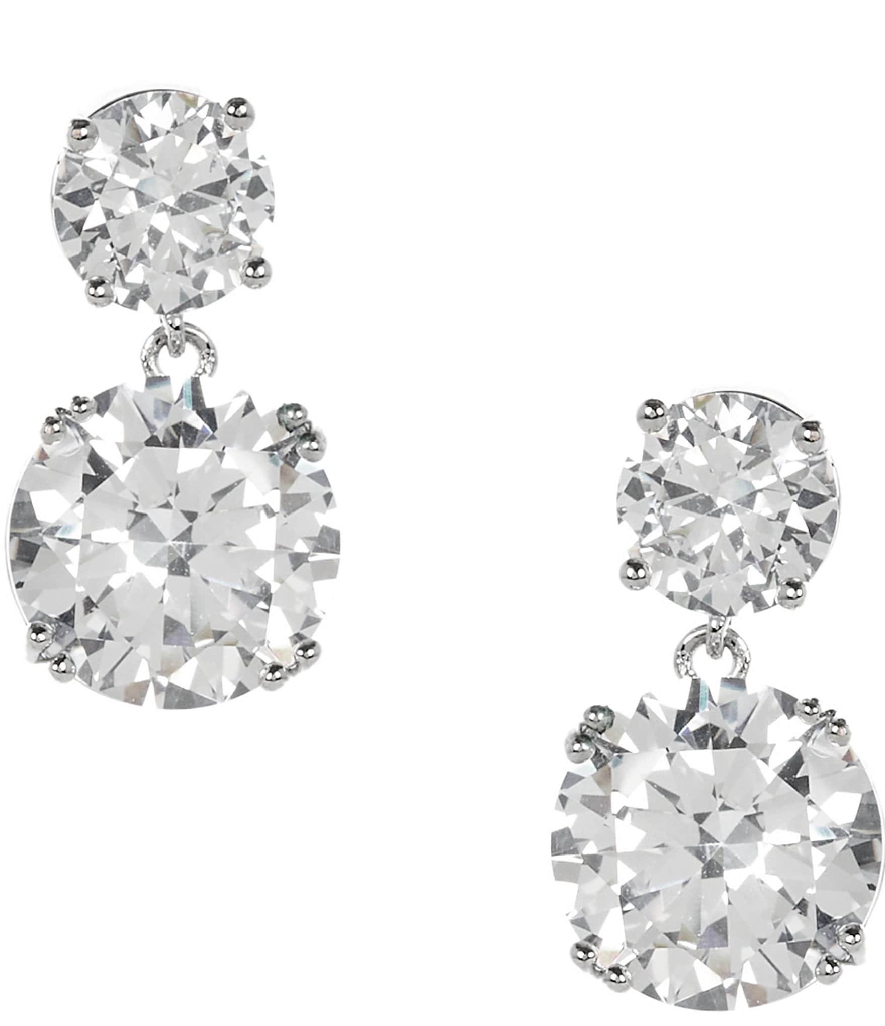 Cezanne Crystal Double Round Stone Drop Earrings
