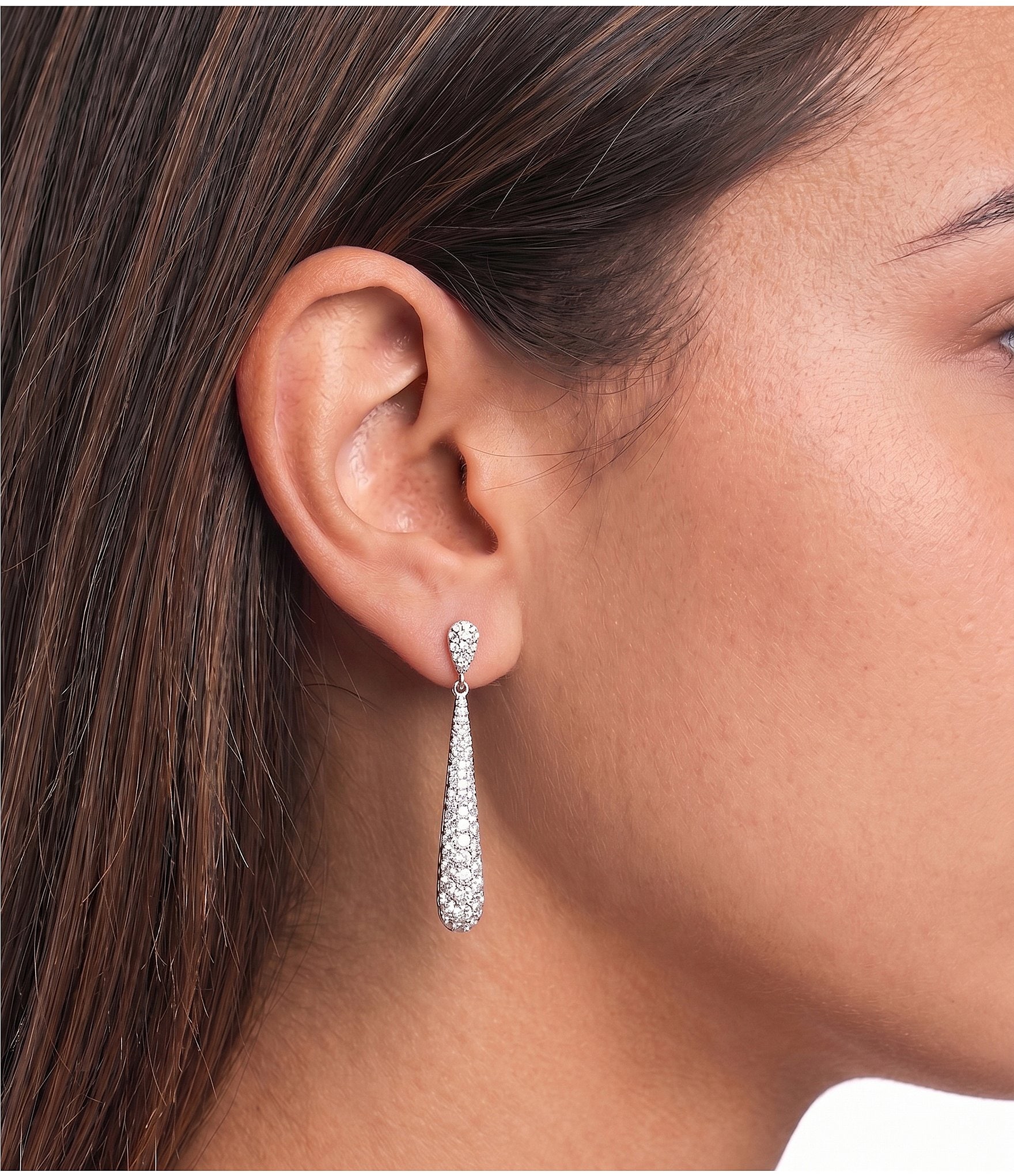 Cezanne Crystal Pave Domed Stick Drop Earrings