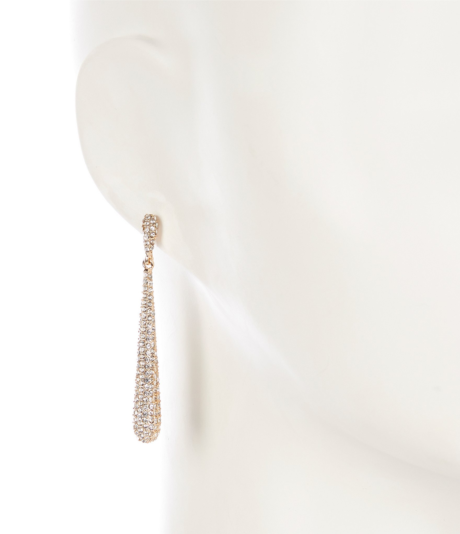 Cezanne Crystal Pave Domed Stick Metal Drop Earrings