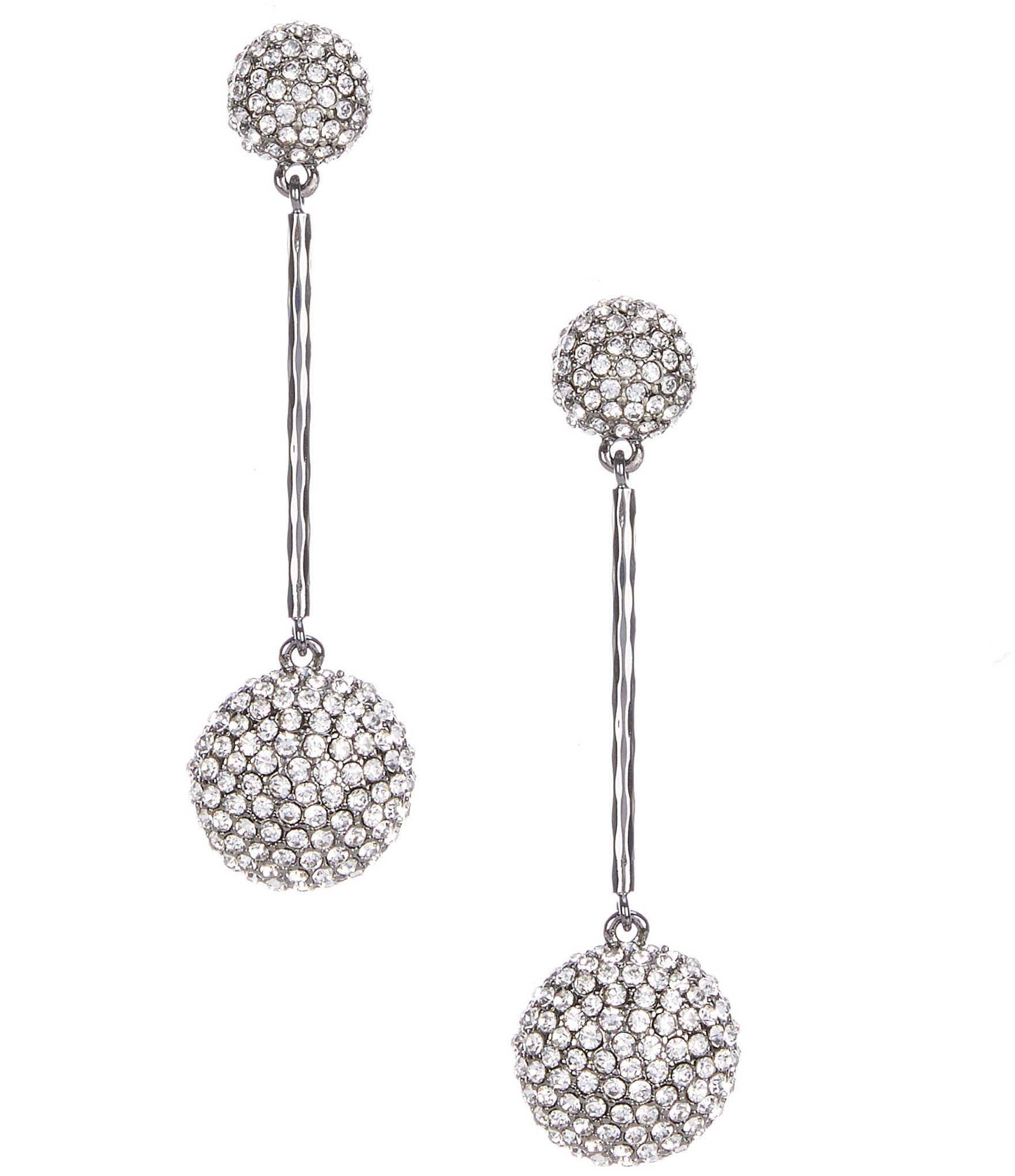 Cezanne Crystal Pave Double Fireball Wire Drop Earrings | Dillard's