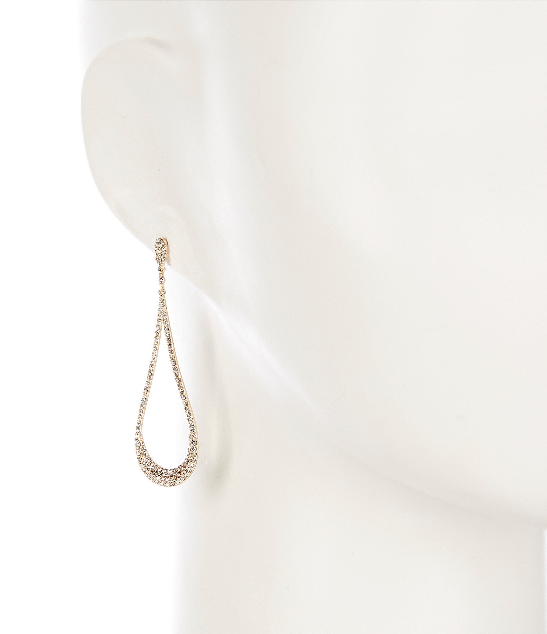 Cezanne Crystal Pave Elongated Open Teardrop Drop Earrings