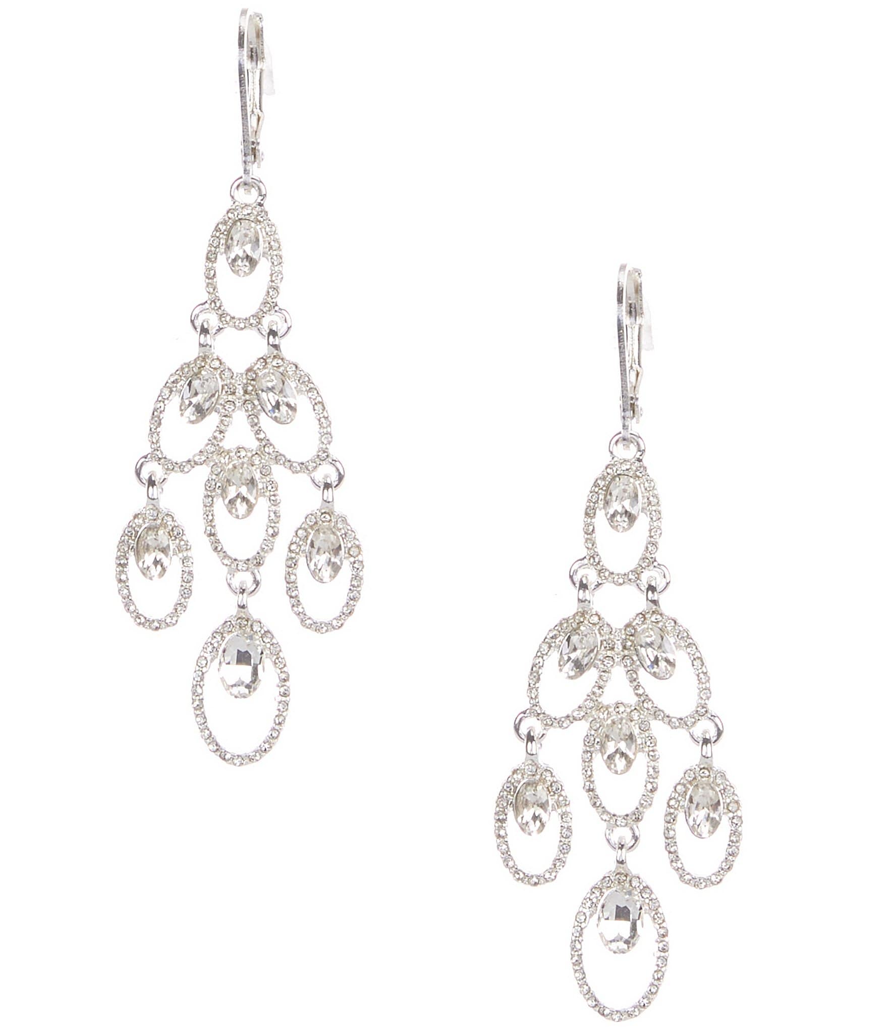 Cezanne Crystal Pave Oval Stone Chandelier Earrings | Dillard's