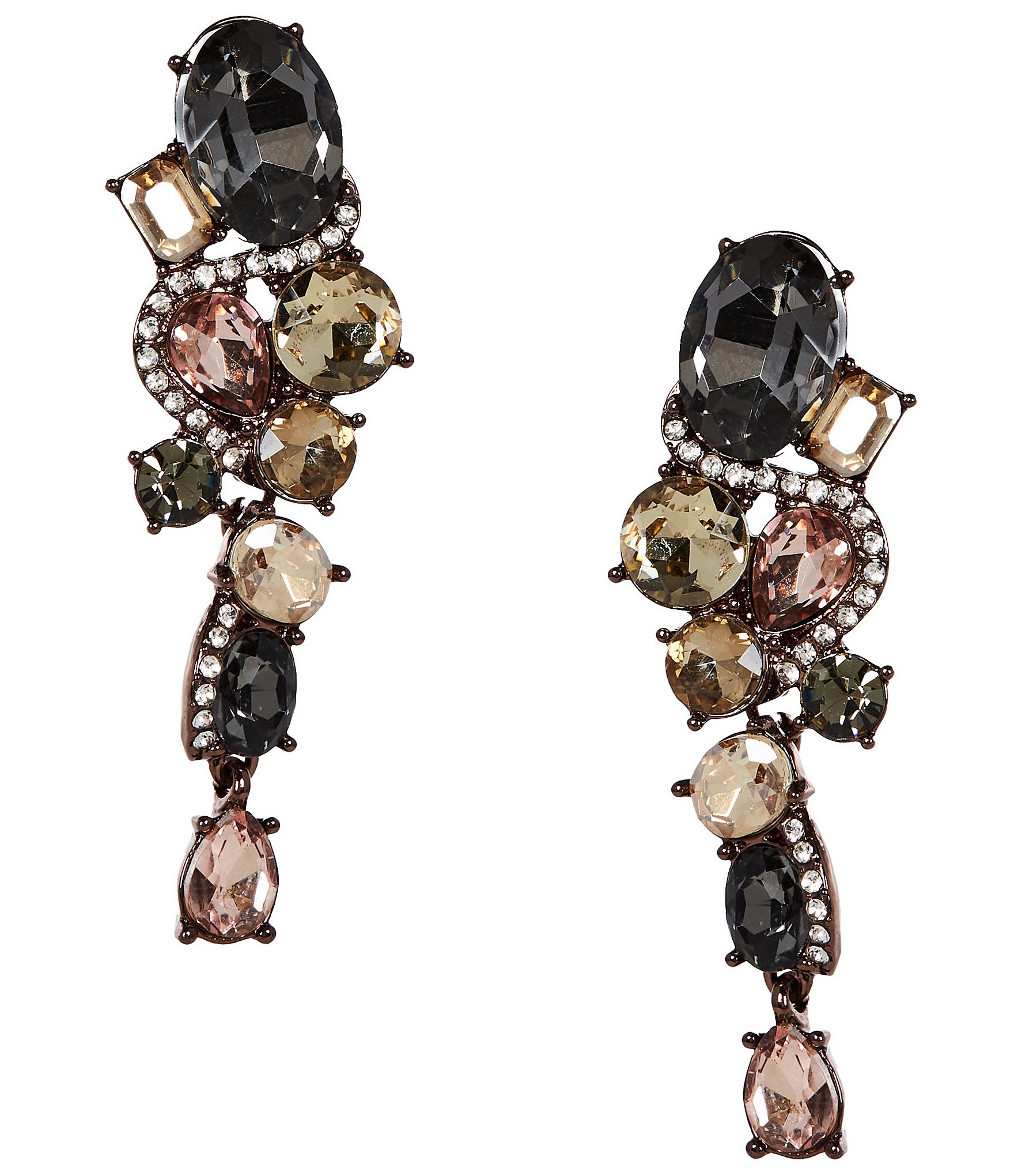Cezanne Crystal Pave Swirl Multi Color Stone Drop Earrings