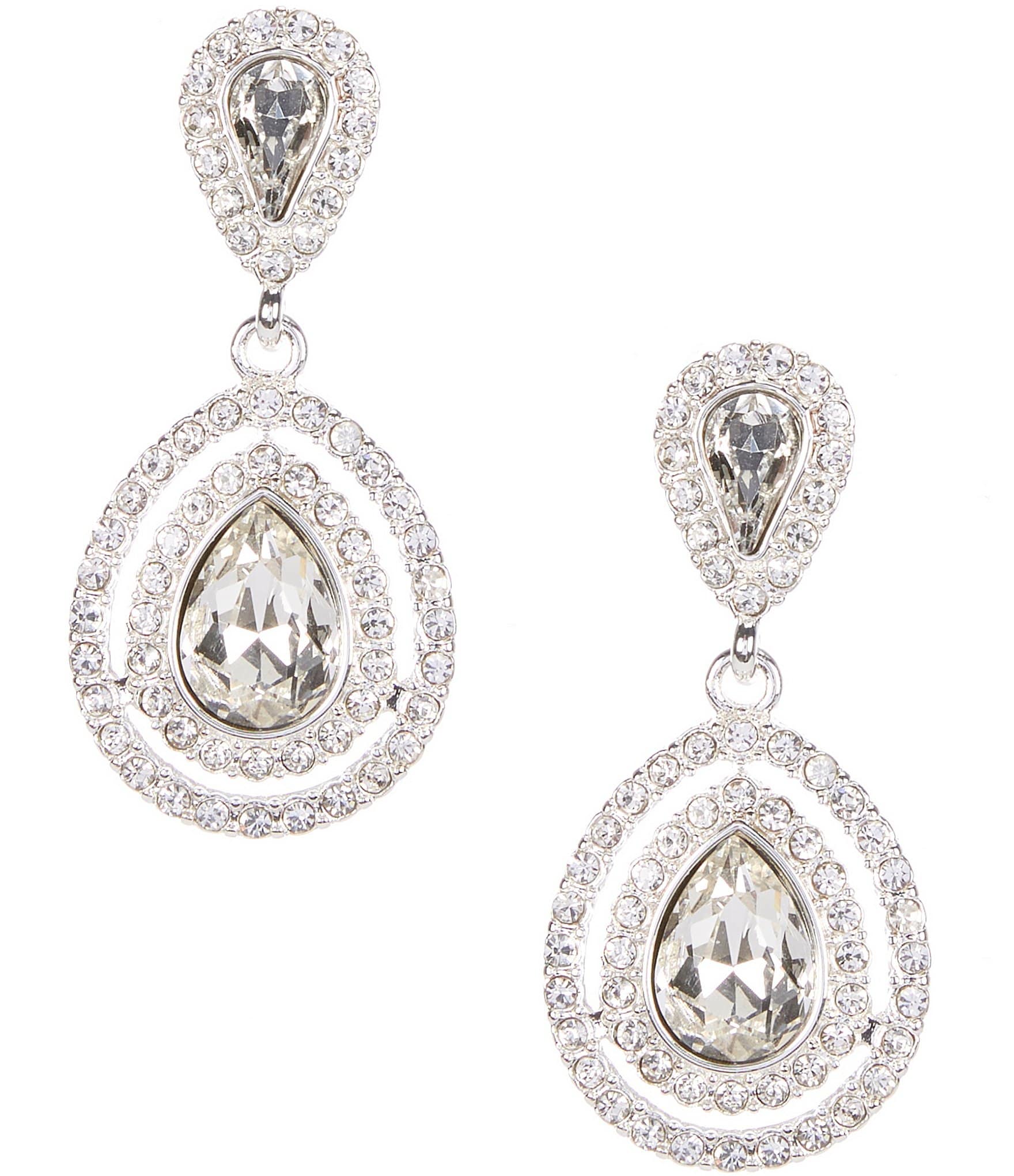 Cezanne Crystal Teardrop & Pave Double Drop Earrings