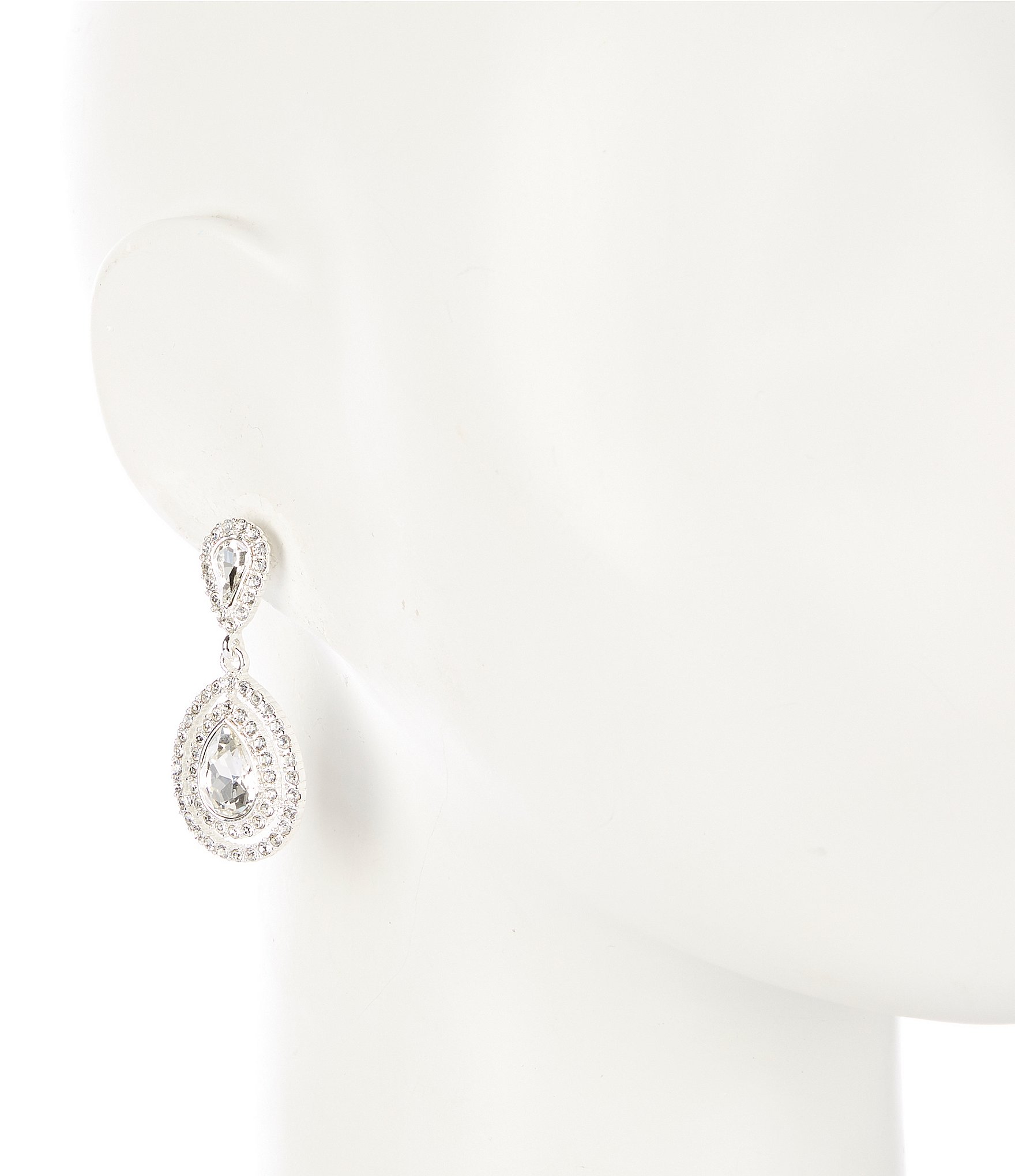 Cezanne Crystal Teardrop & Pave Double Drop Earrings