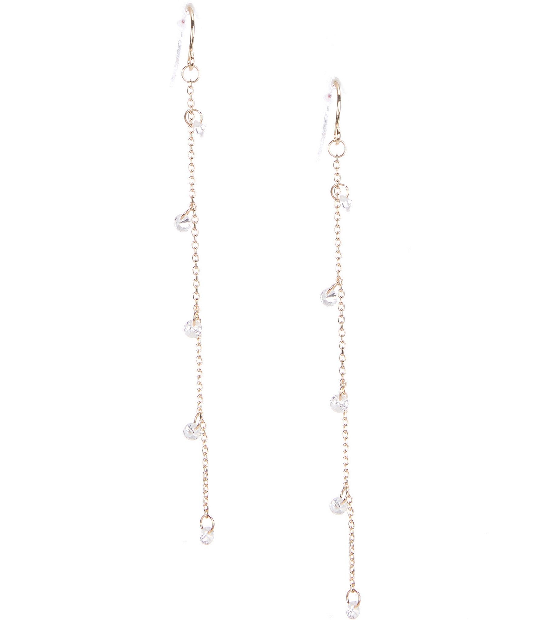 Cezanne CZ Crystal Long Shaky Linear Earrings