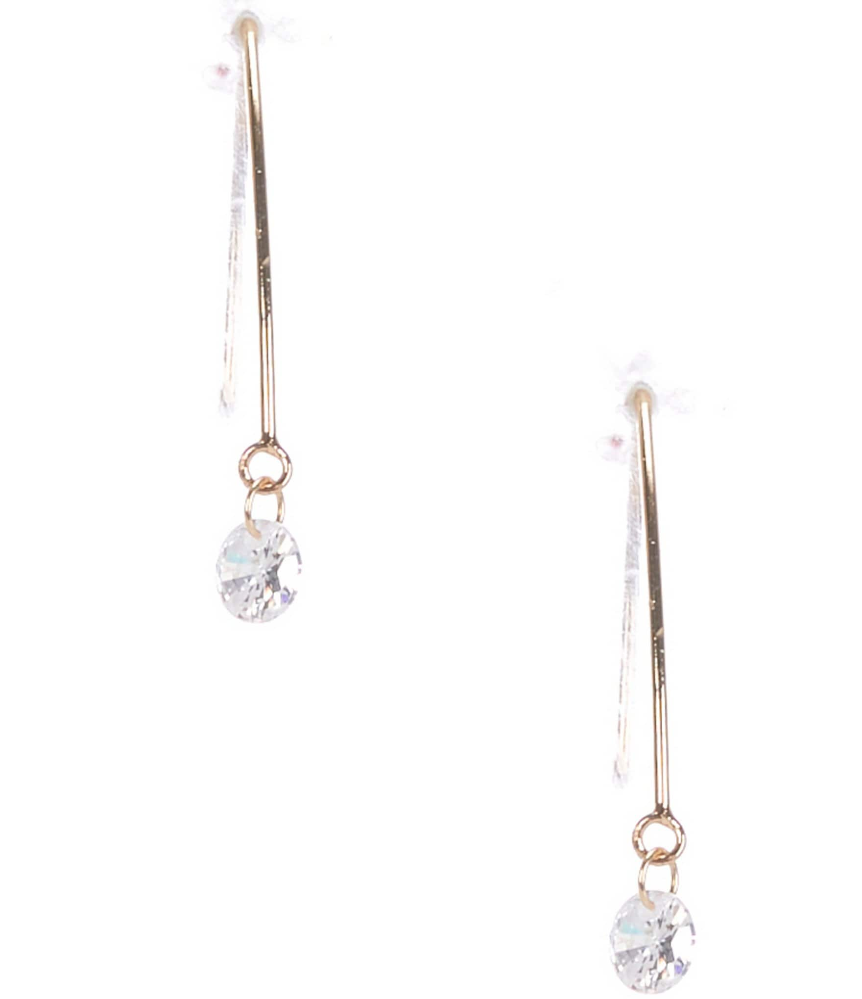 Cezanne CZ Crystal Tip Wire Drop Earrings