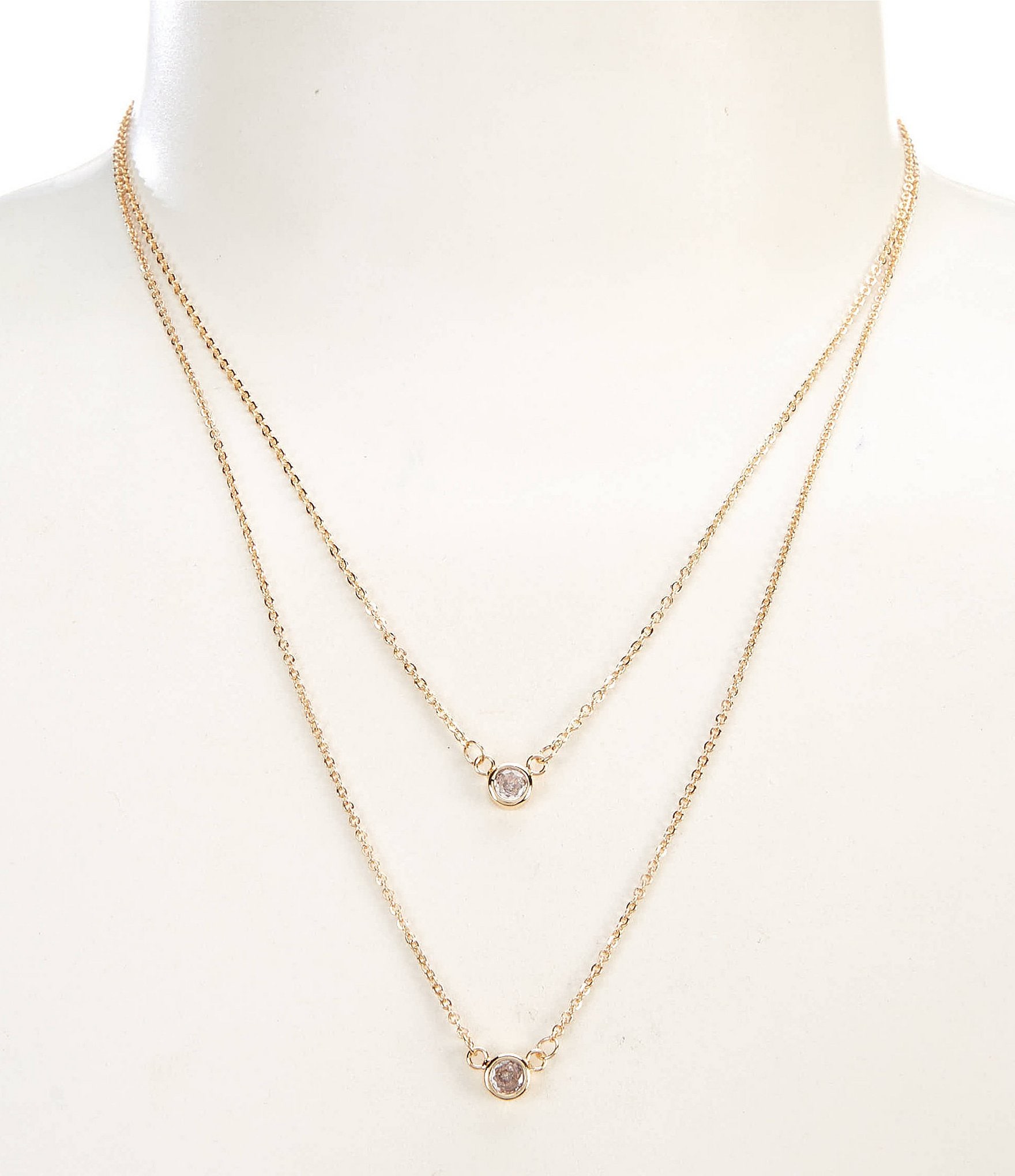 Cezanne CZ Stone Duo Drop Short Multi Strand Necklace