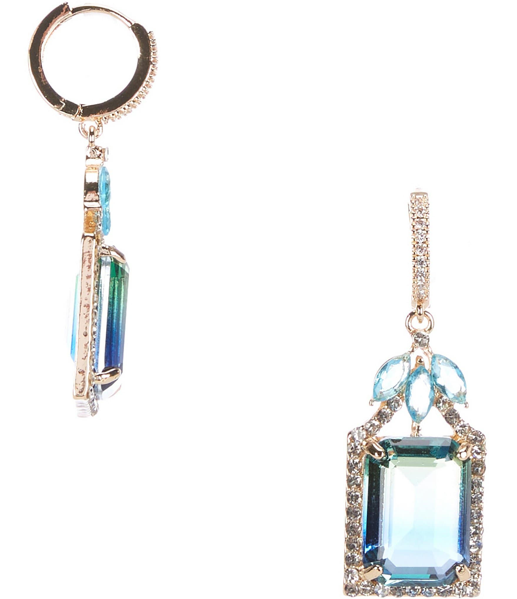 Cezanne CZ Stone Flame Top Square Drop Earrings