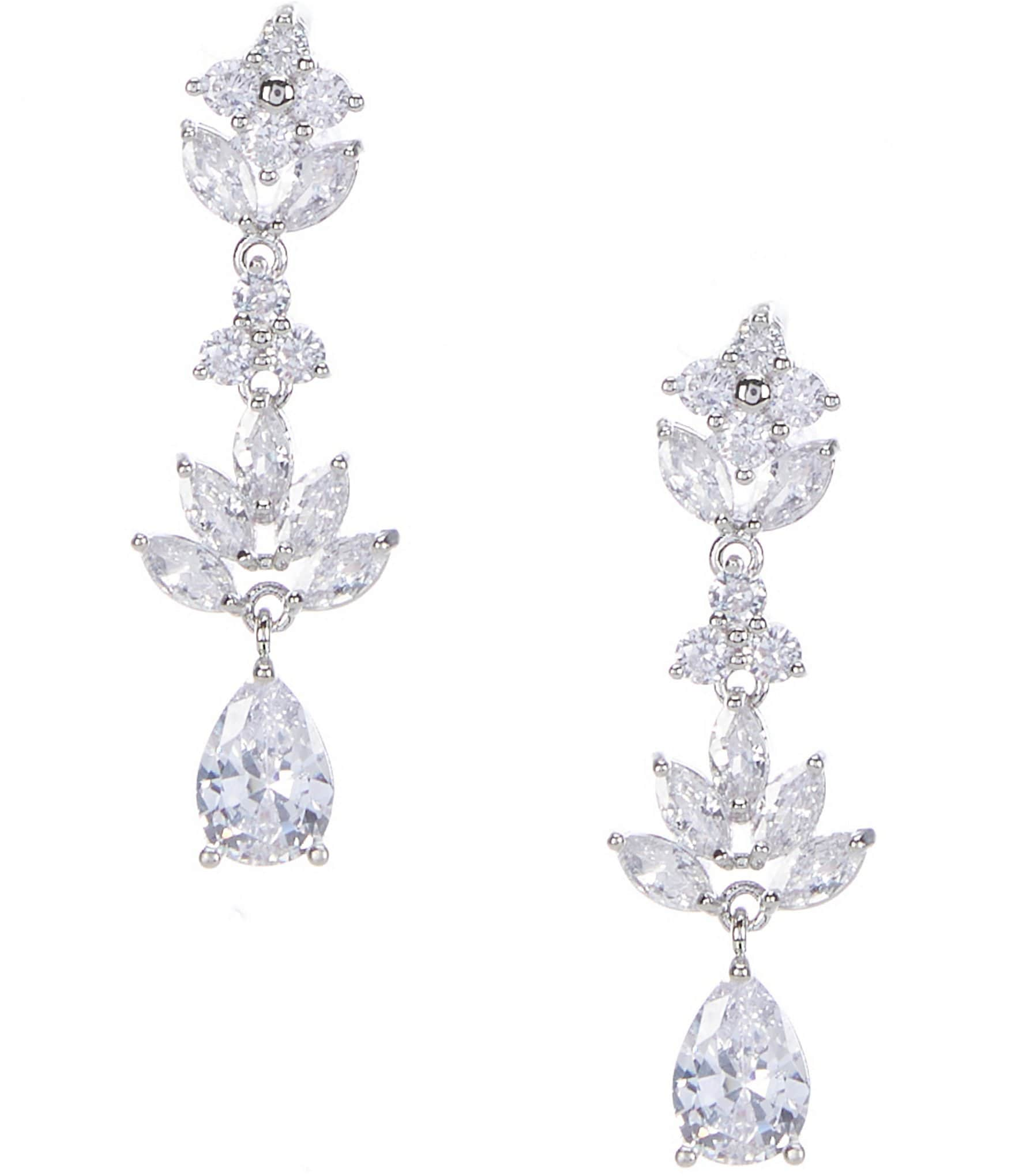 Cezanne CZ Stone Floral Drop Earrings