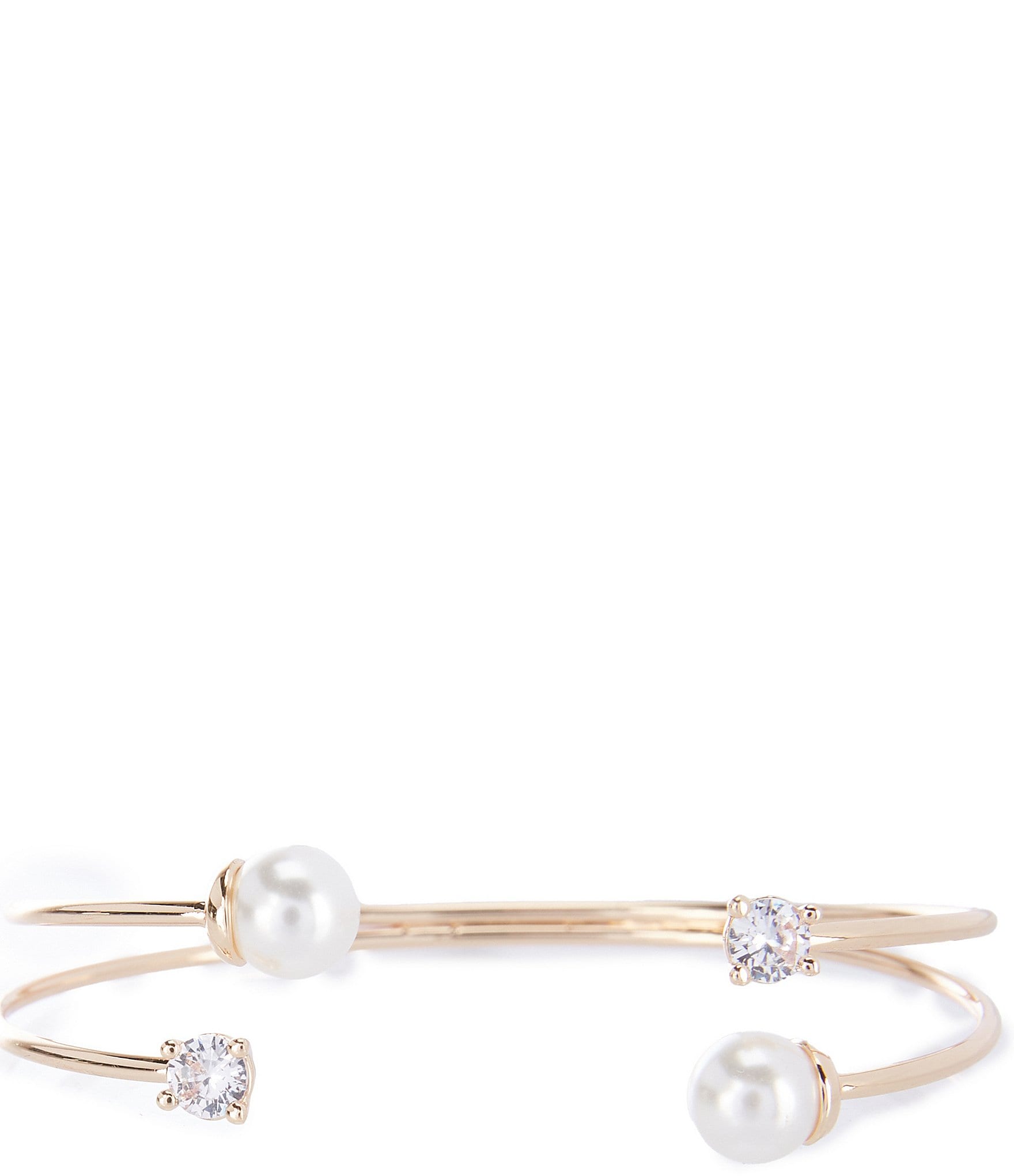 Cezanne CZ Round Stone & Pearl Wire Cuff Bracelet | Dillard's