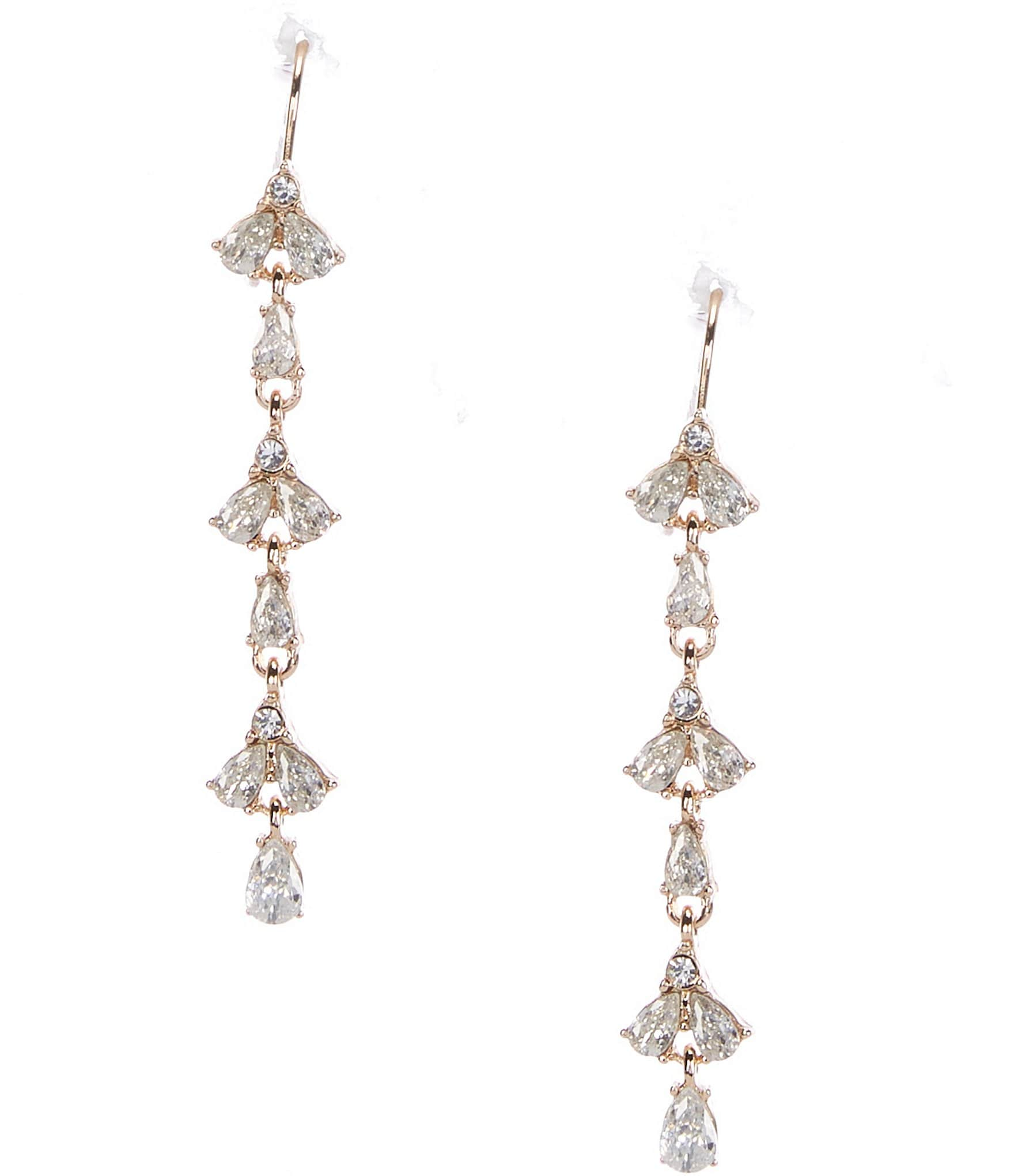 Cezanne CZ Small Pear Stone Linear Drop Earrings