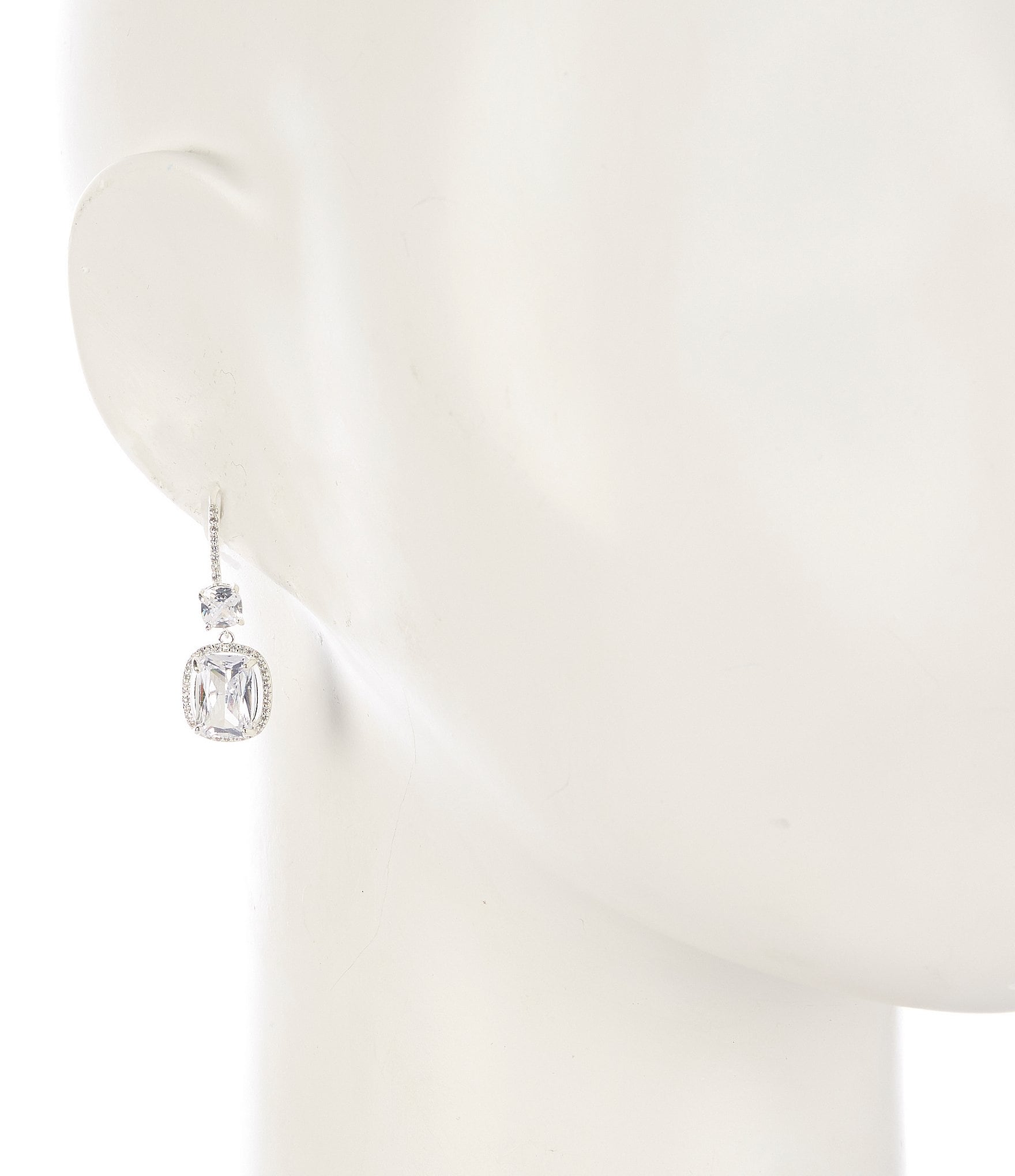 Cezanne CZ Stone Square Drop Earrings