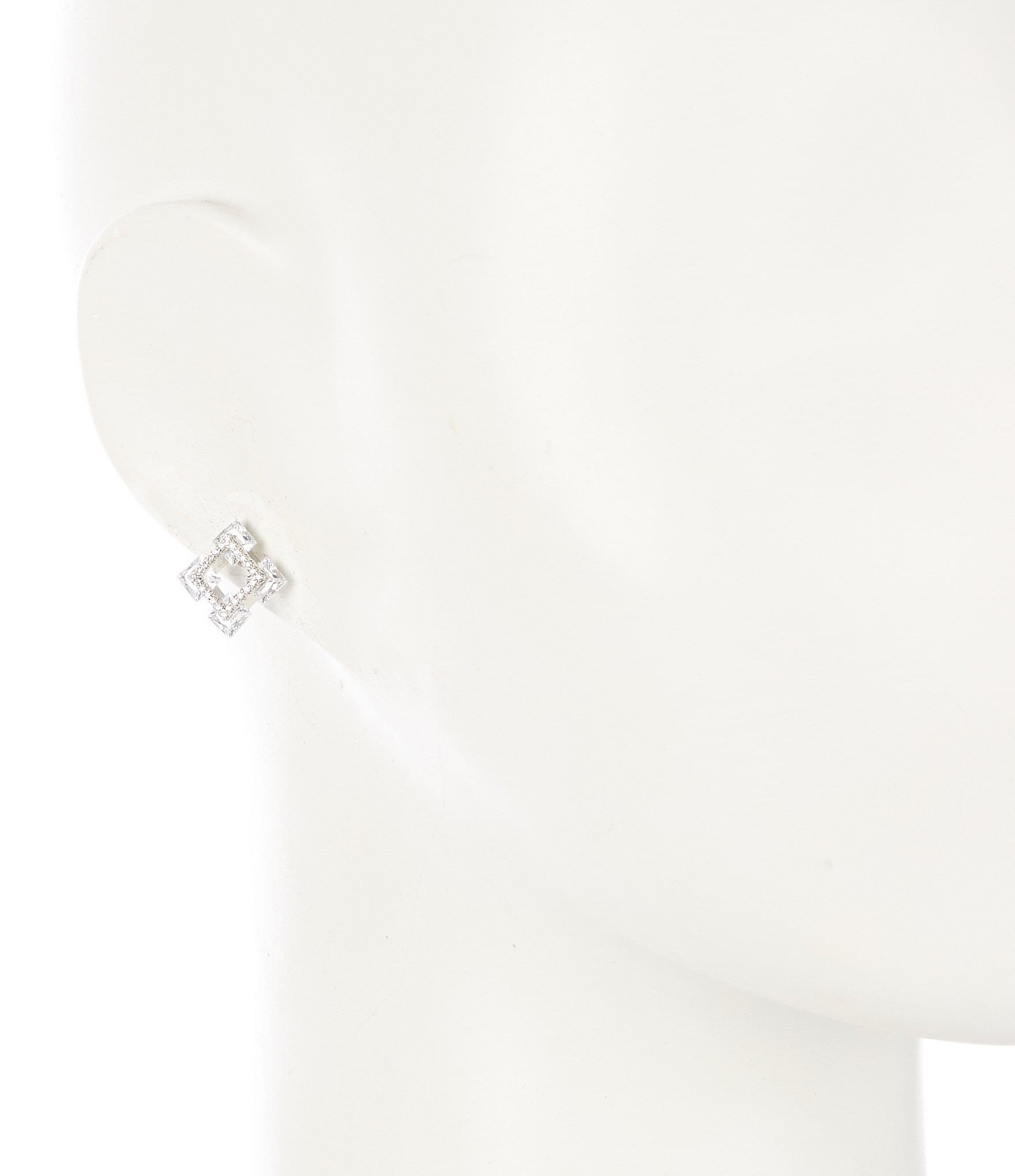 Cezanne CZ Stone Four Square Stud Earrings