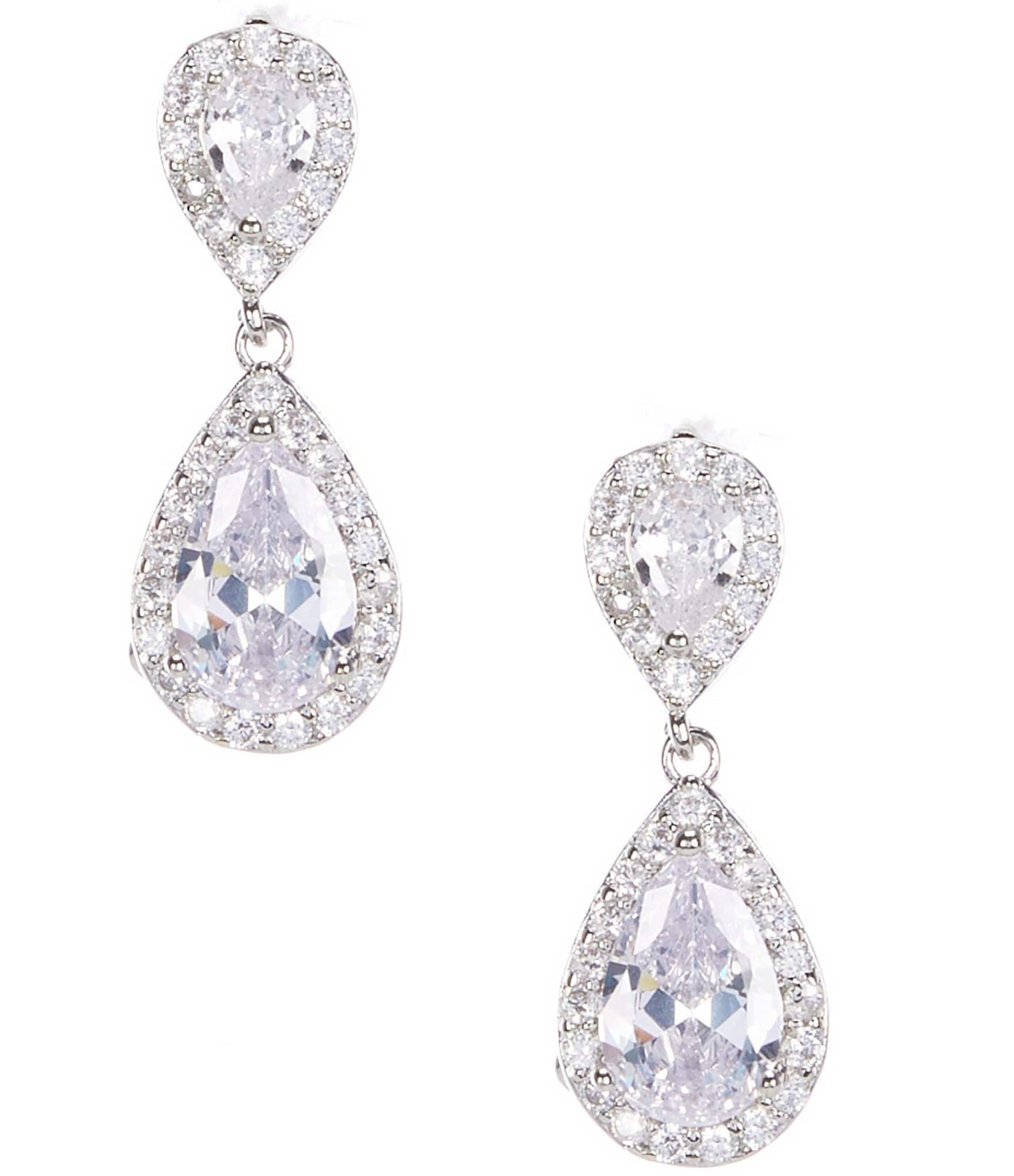 Cezanne CZ Stone Oval Drop Earrings