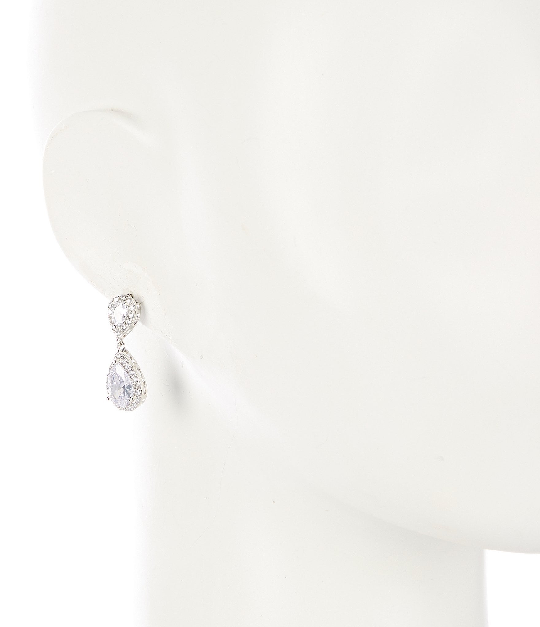 Cezanne CZ Stone Oval Drop Earrings