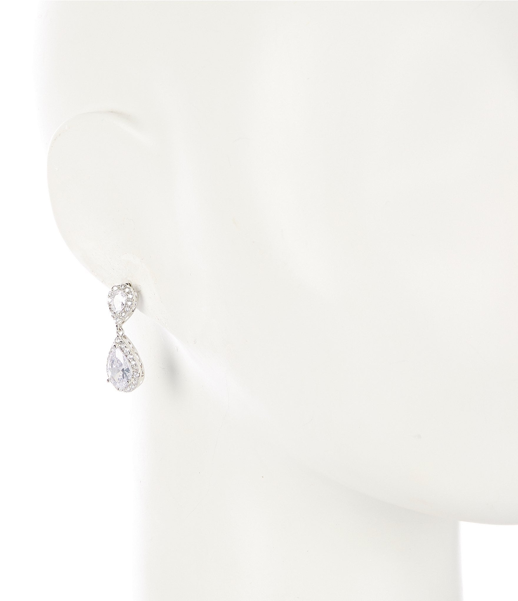 Cezanne CZ Stone Oval Drop Earrings