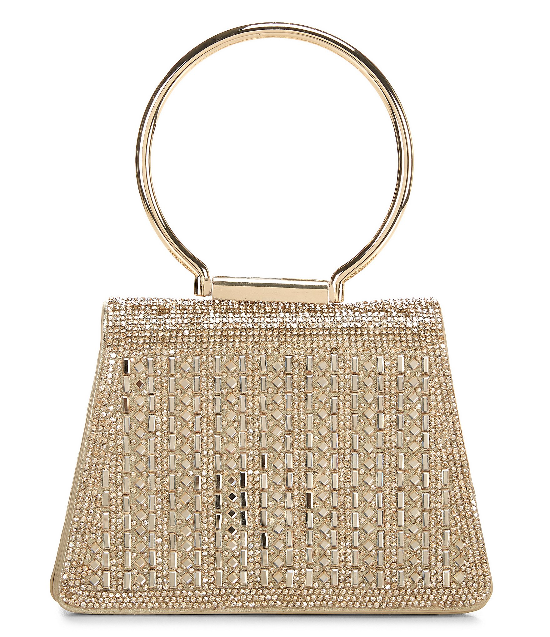 Cezanne Delta Crystal Kiss Lock Top Handle Clutch Bag