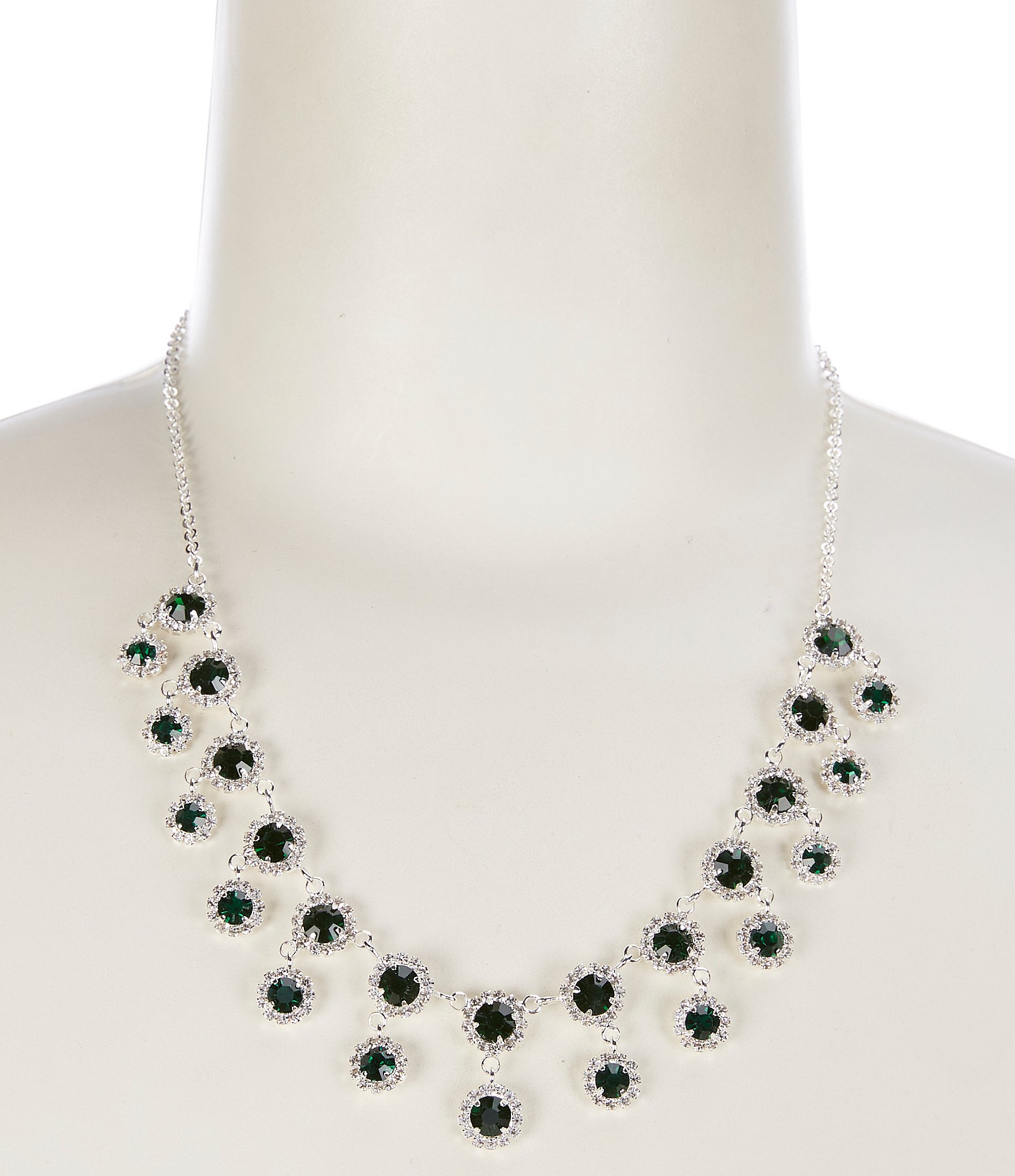 Cezanne Emerald Stone Drop Statement Necklace | Dillard's