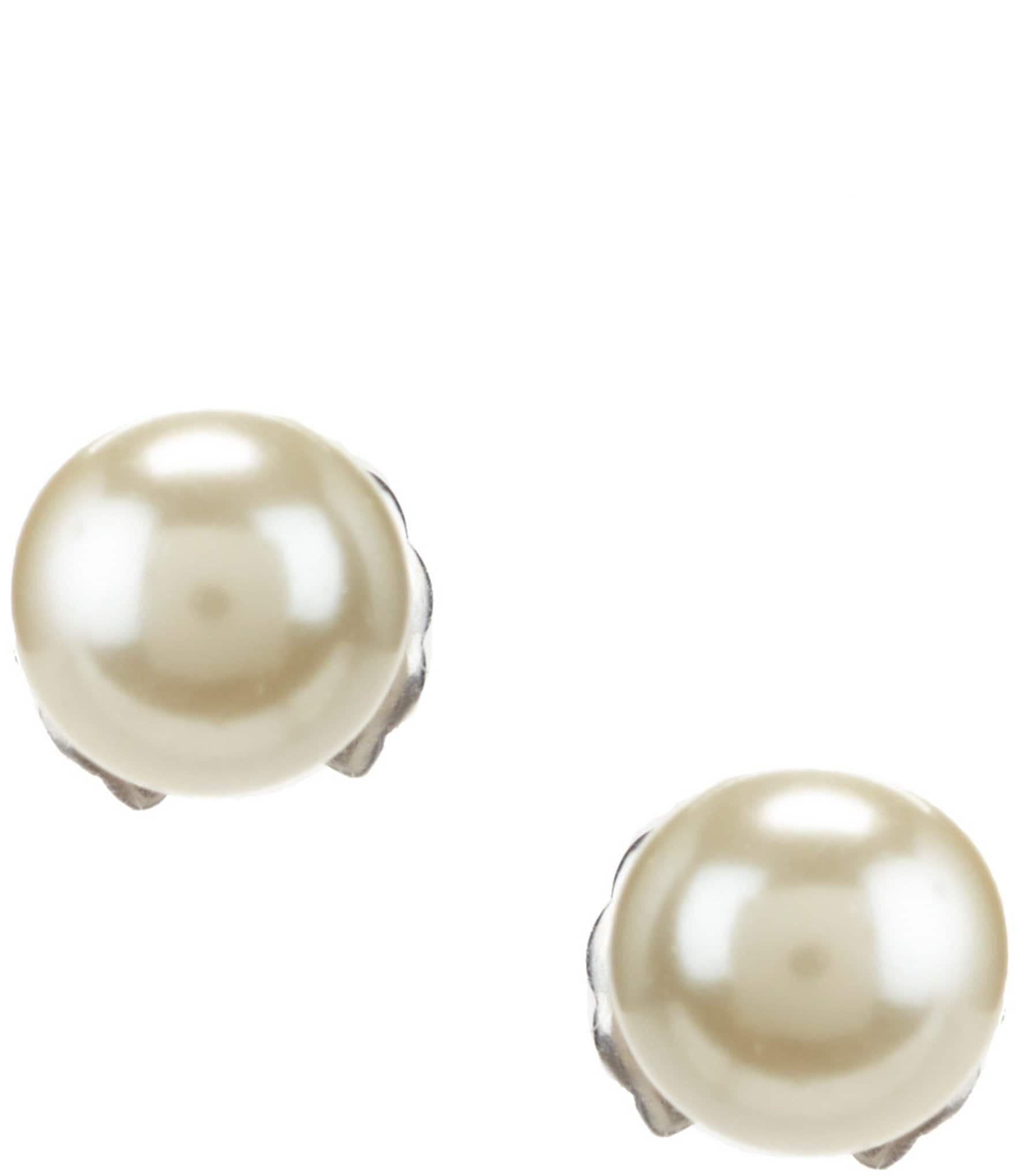 MoAndy Silver Plated Women Stud Earring Artificial Pearl Round White 