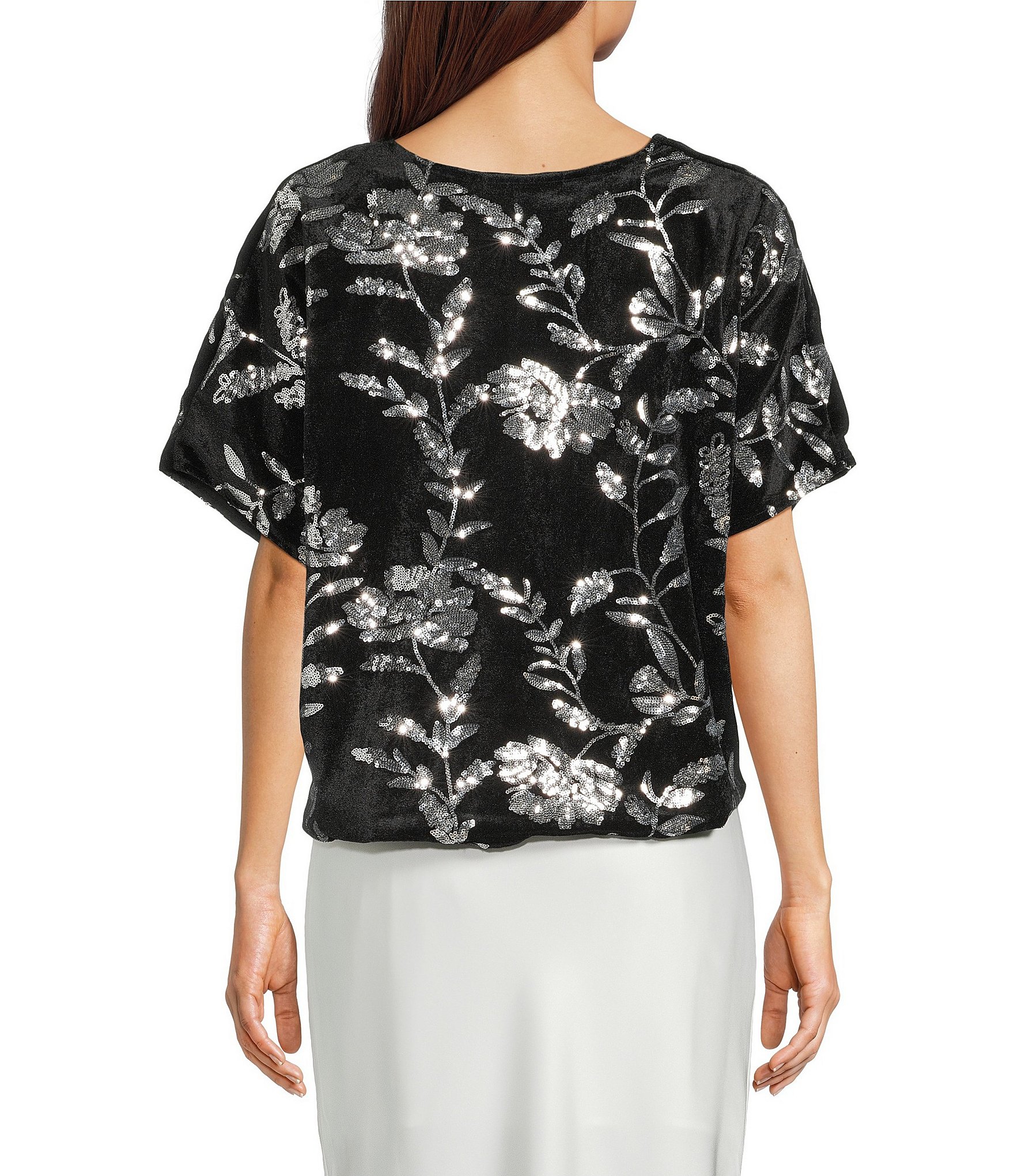 Cezanne Floral Sequins On Velvet Topper