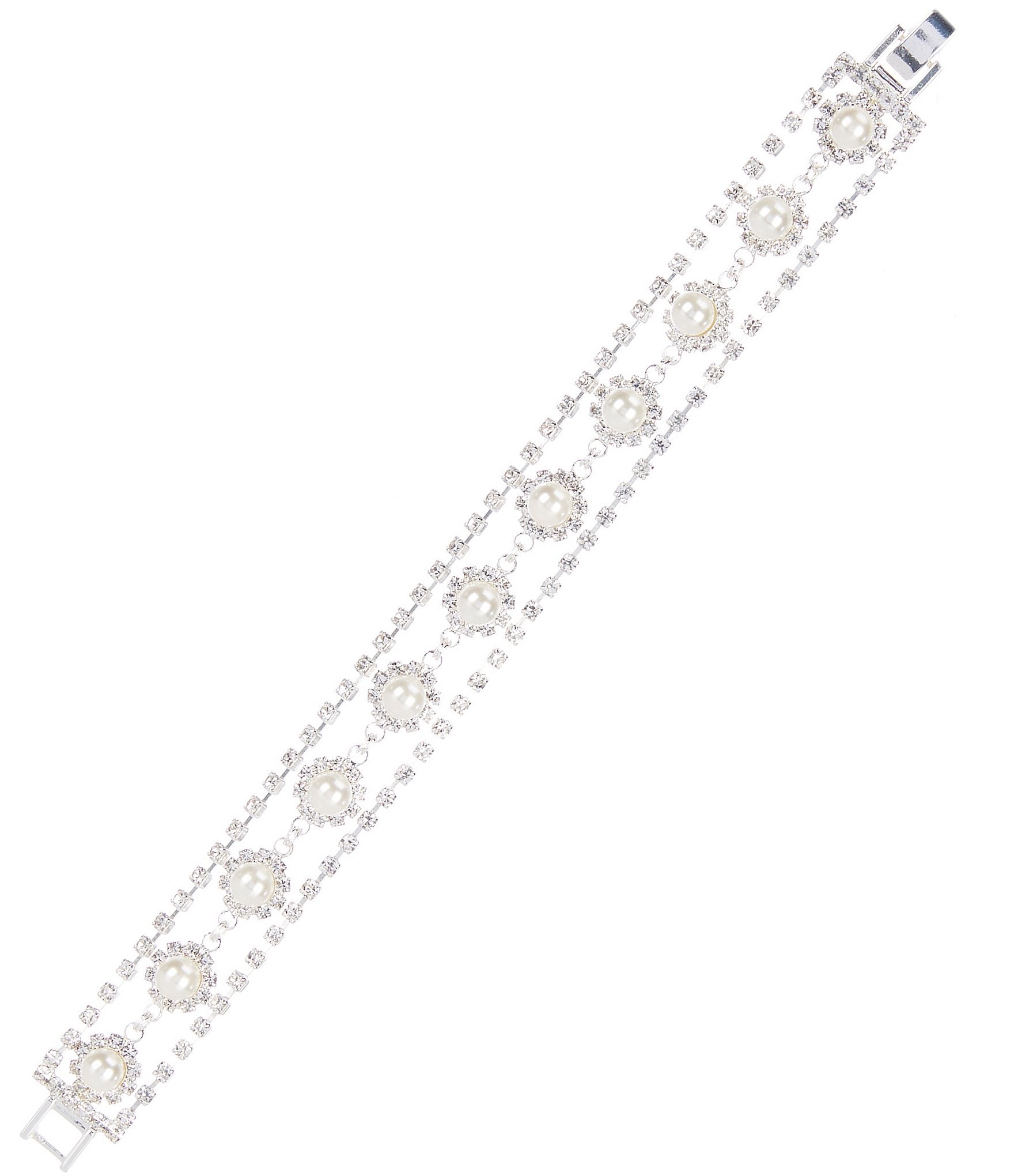 Cezanne Francesca Crystal Pearl Line Bracelet