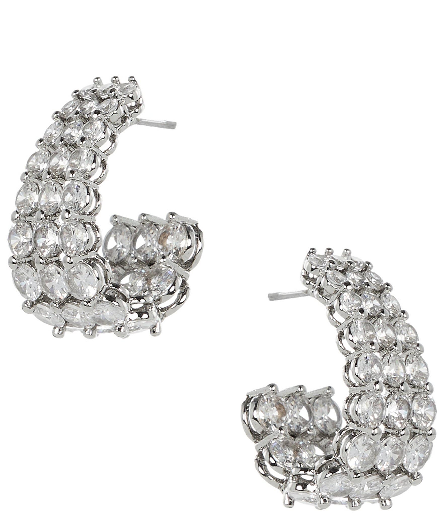 Cezanne Graduating Round Crystal Hoop Earrings