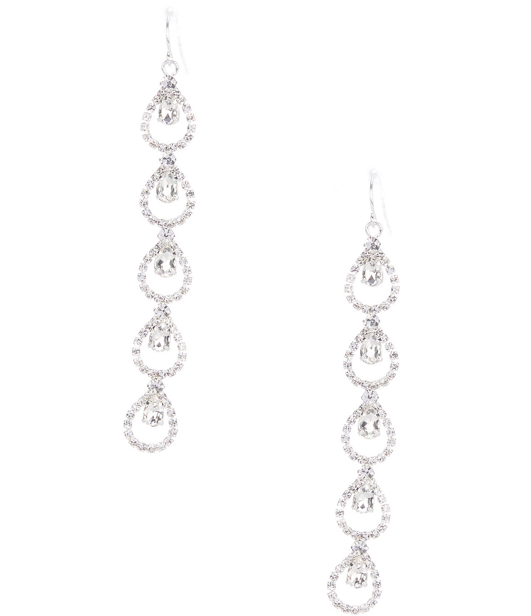 Cezanne Halo Teardrop Linear Earrings