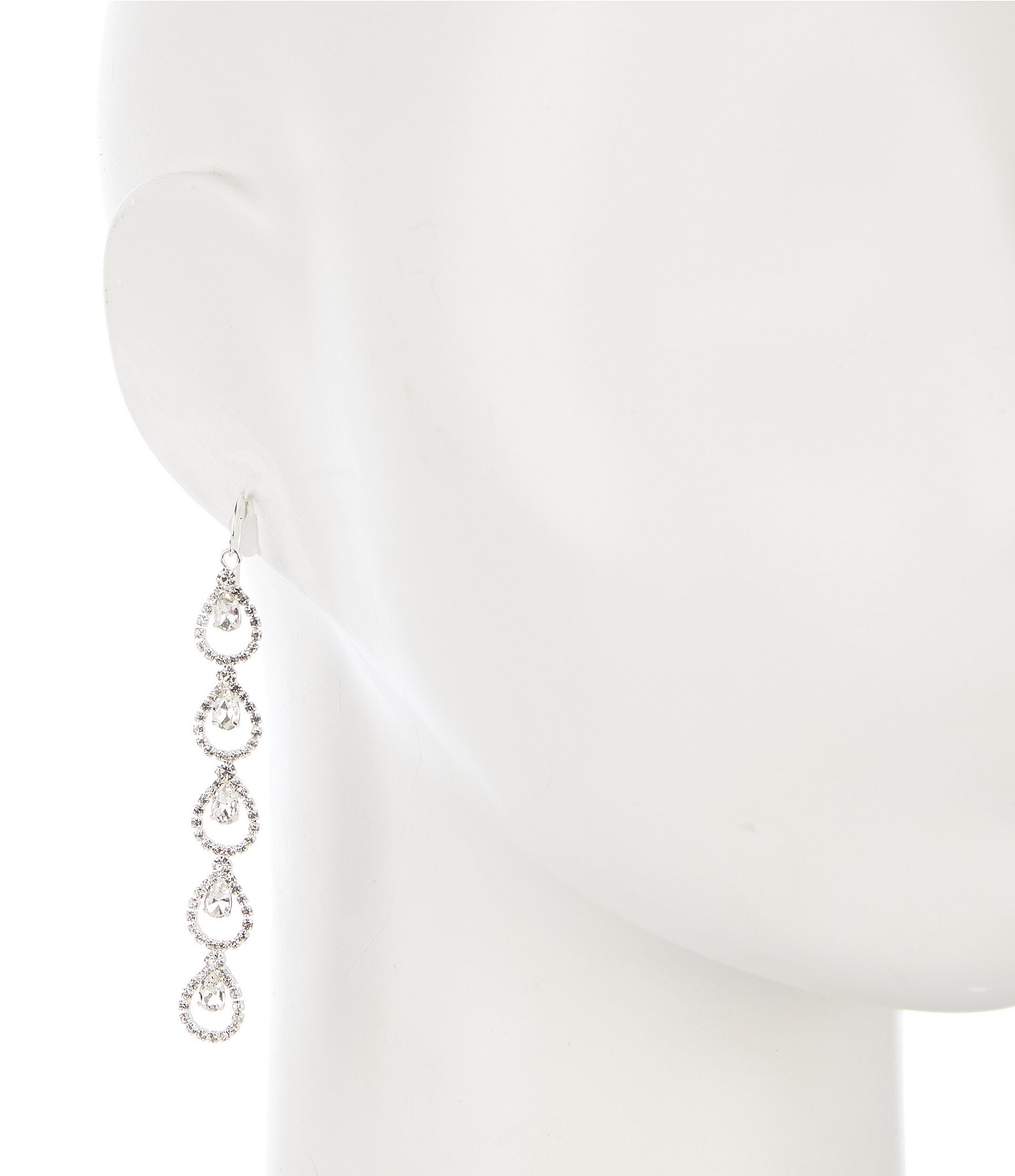 Cezanne Halo Teardrop Linear Earrings