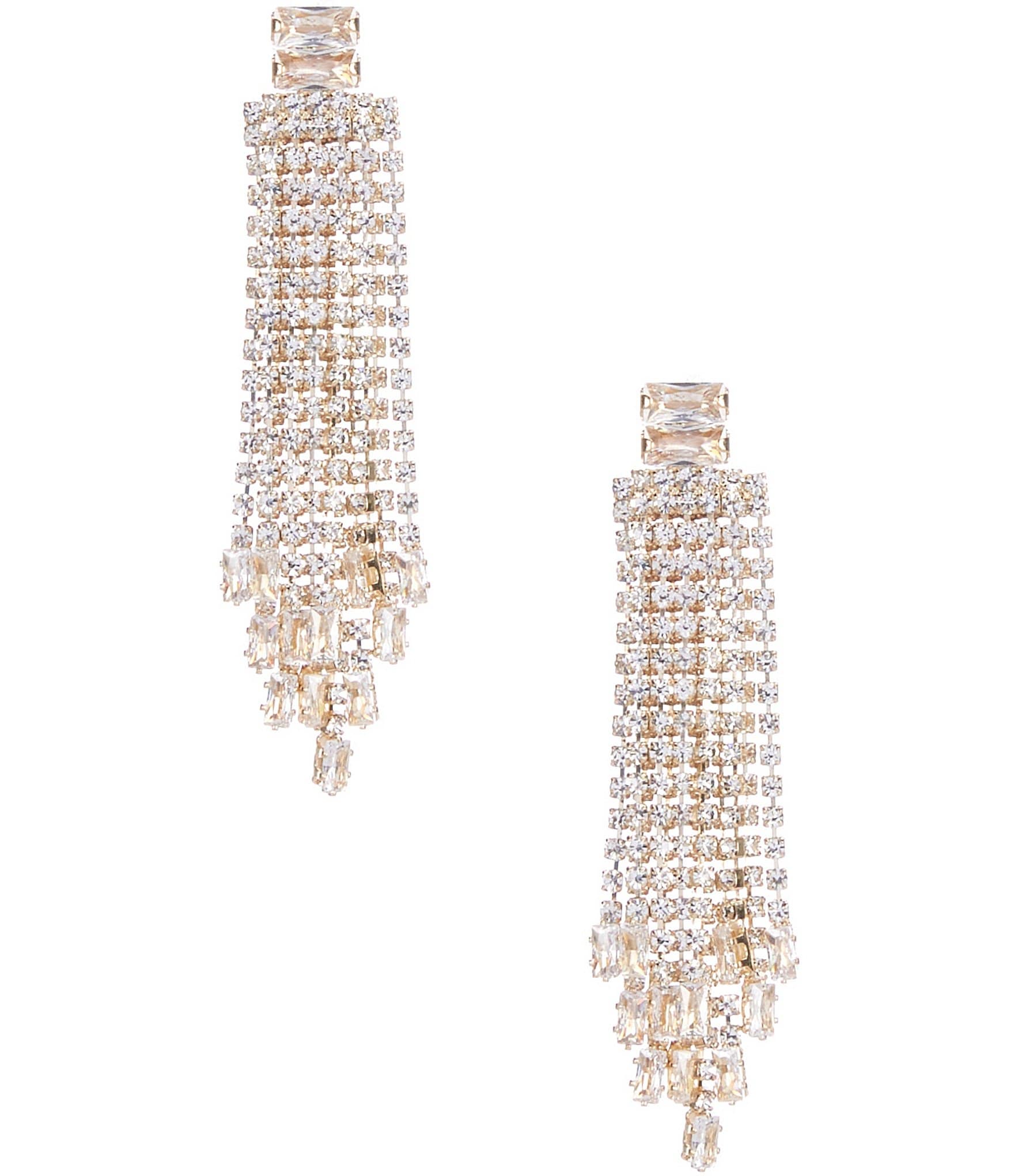 Cezanne Layered Crystal Fringe Drop Statement Earrings