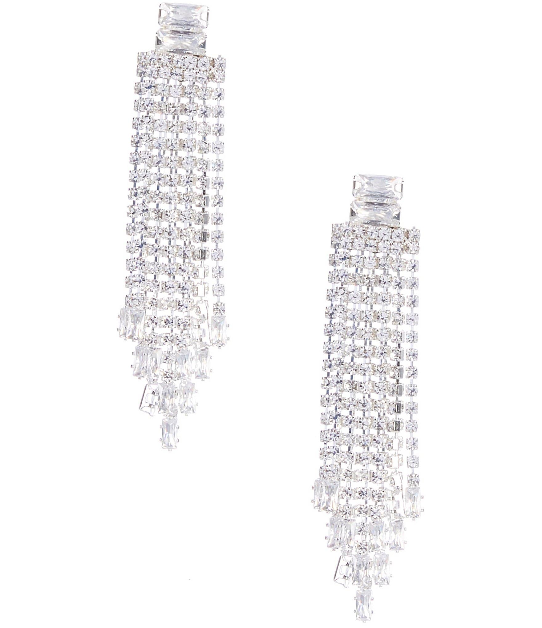 Cezanne Layered Crystal Fringe Drop Statement Earrings