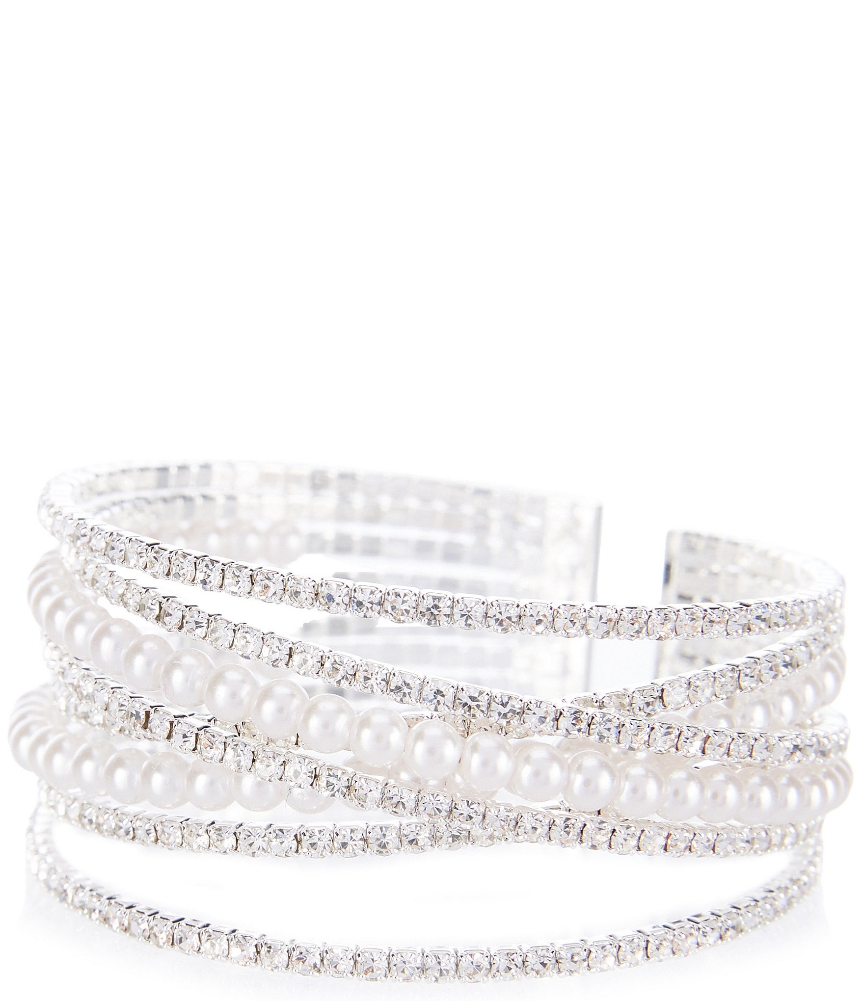 Cezanne Layered Jewels Pearl Crystal Cuff Bracelet